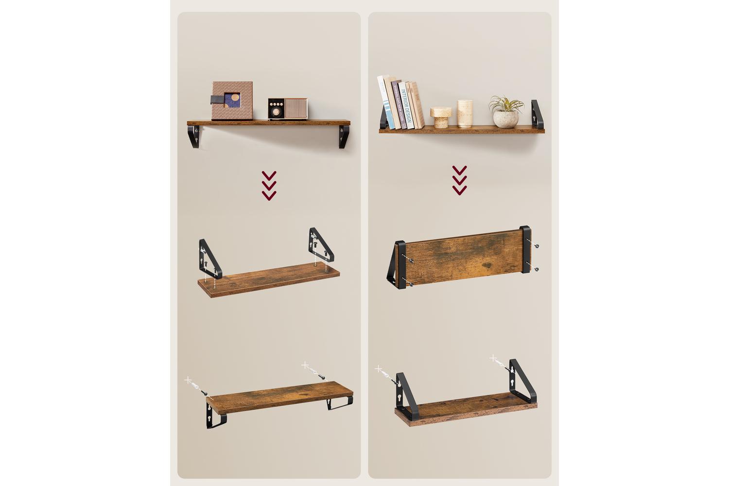 Wall Shelf Set | Wall Storage Shelves | Chipboard & Steel | Set Of 3-4