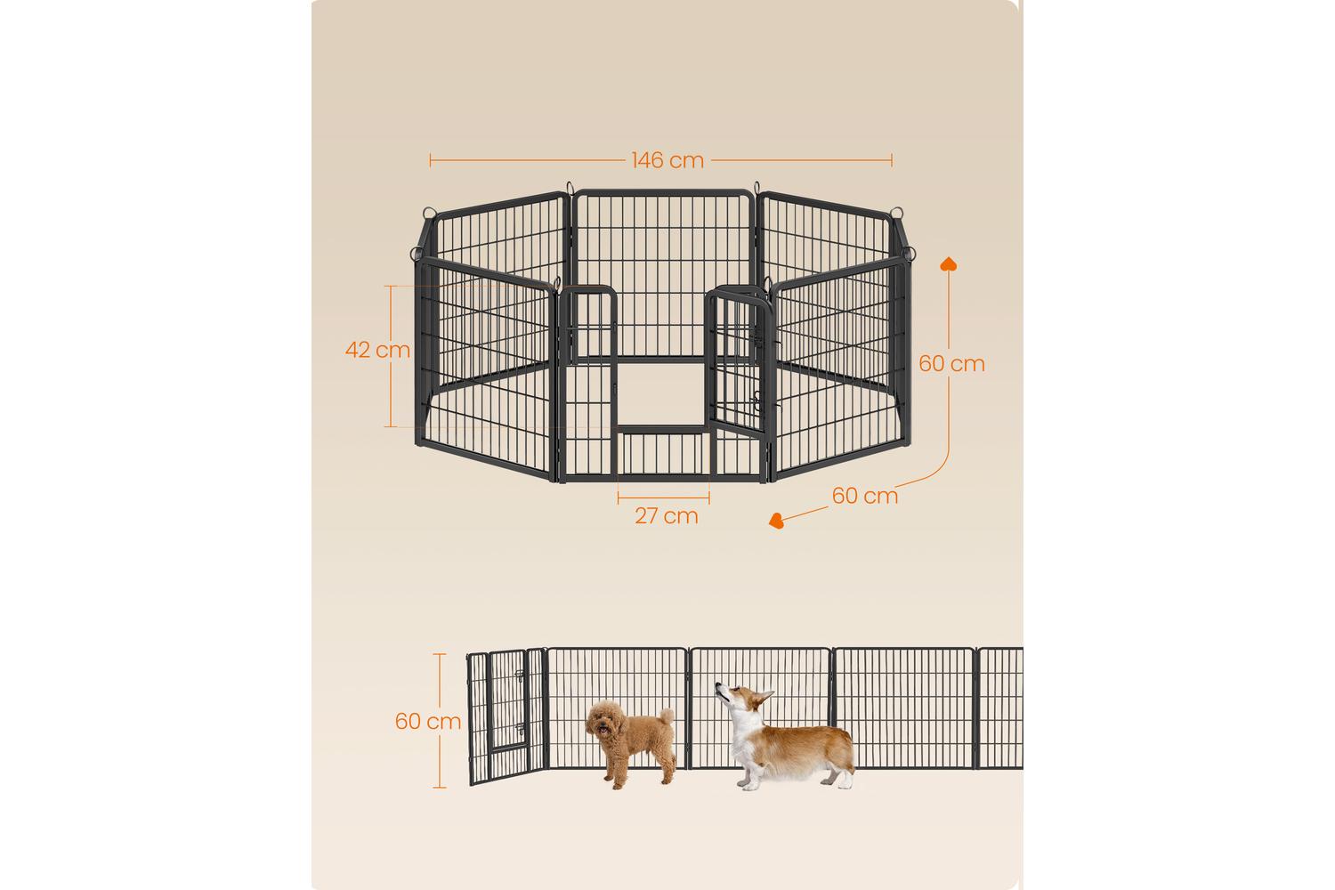 Eight Fences Pet Playpen | Pet Fencing And Containment Systems | Steel | 60 X 60 Cm Panels-5