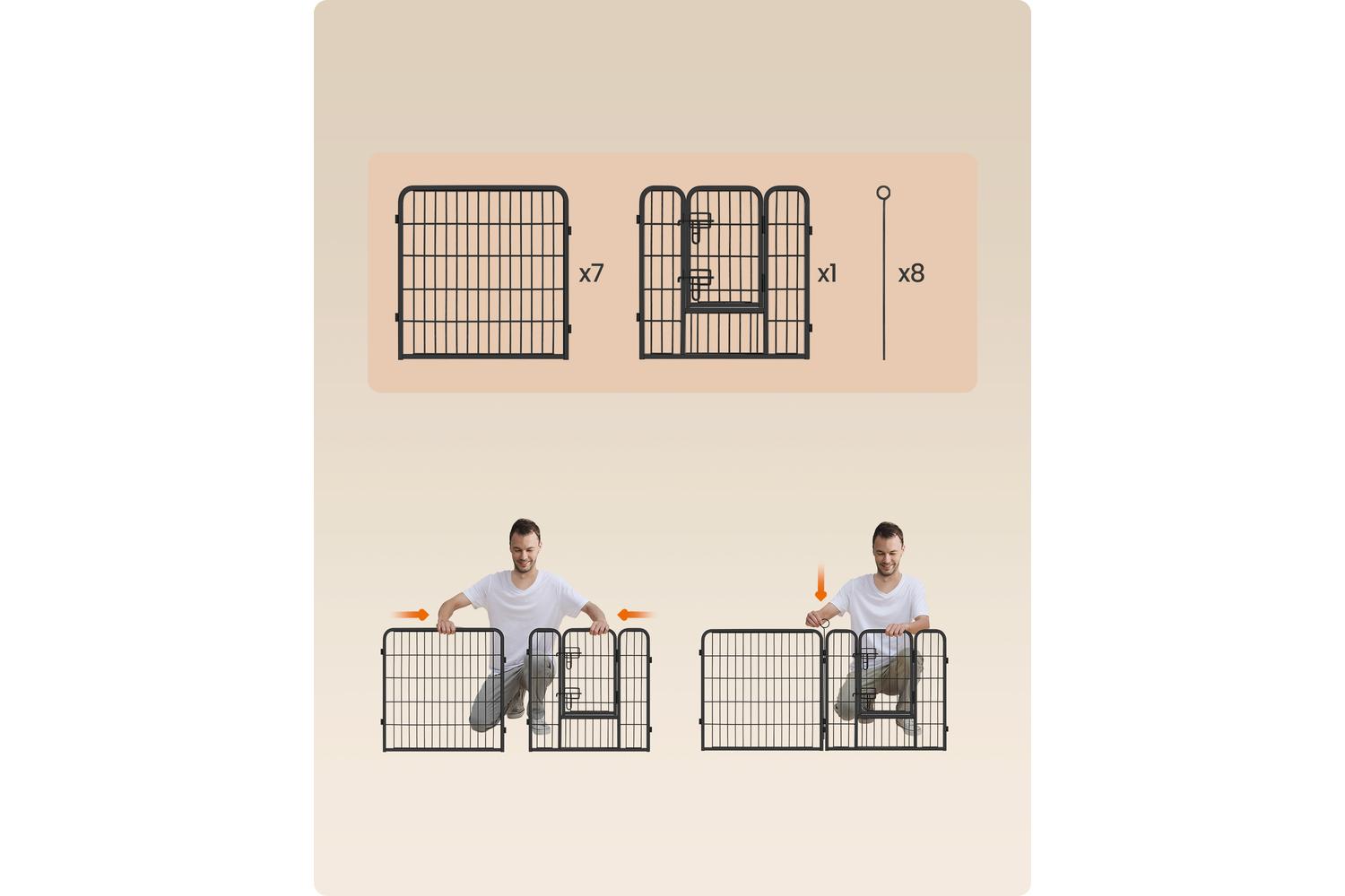 Eight Fences Pet Playpen | Pet Fencing And Containment Systems | Steel | 60 X 60 Cm Panels-6
