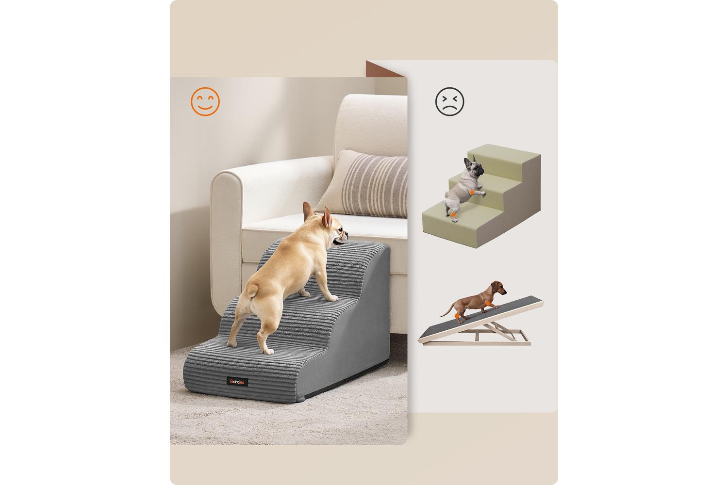 Pet Steps | Pet Stairs | Faux Suede And Corduroy | 57 X 40 X 40 Cm-2