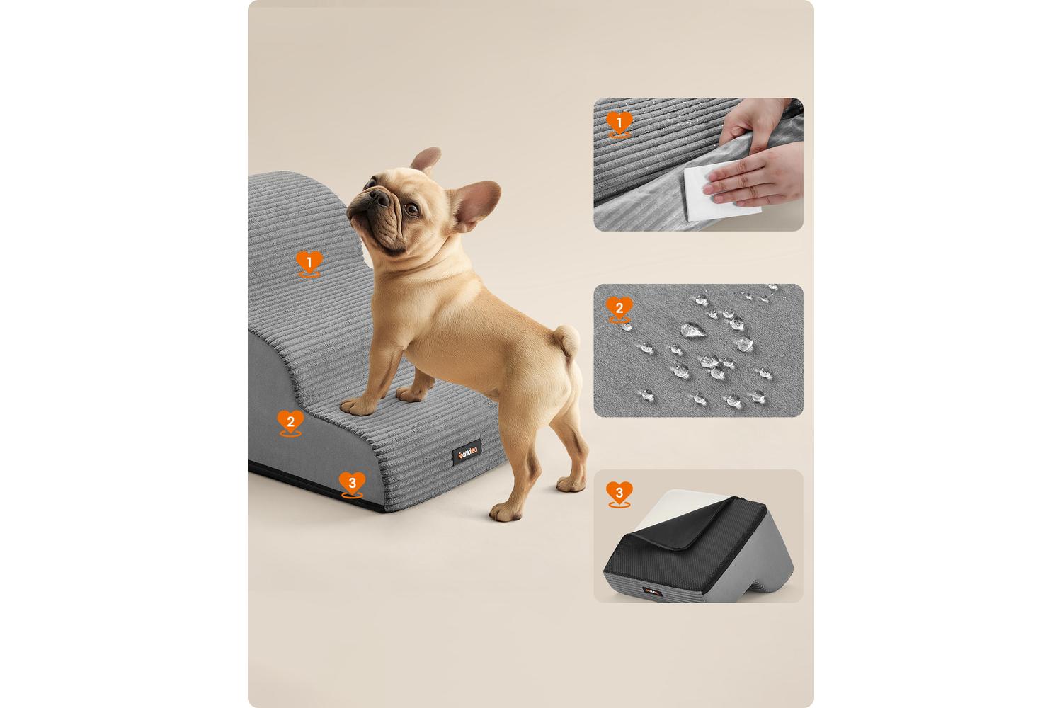 Pet Steps | Pet Stairs | Faux Suede And Corduroy | 57 X 40 X 40 Cm-4
