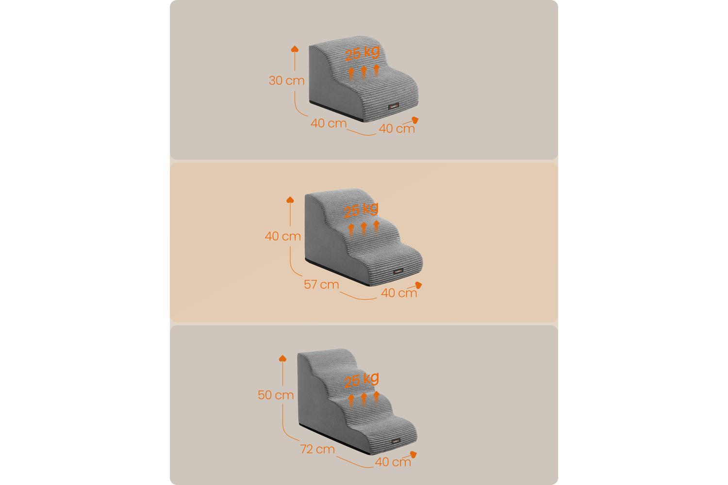 Pet Steps | Pet Stairs | Faux Suede And Corduroy | 57 X 40 X 40 Cm-5
