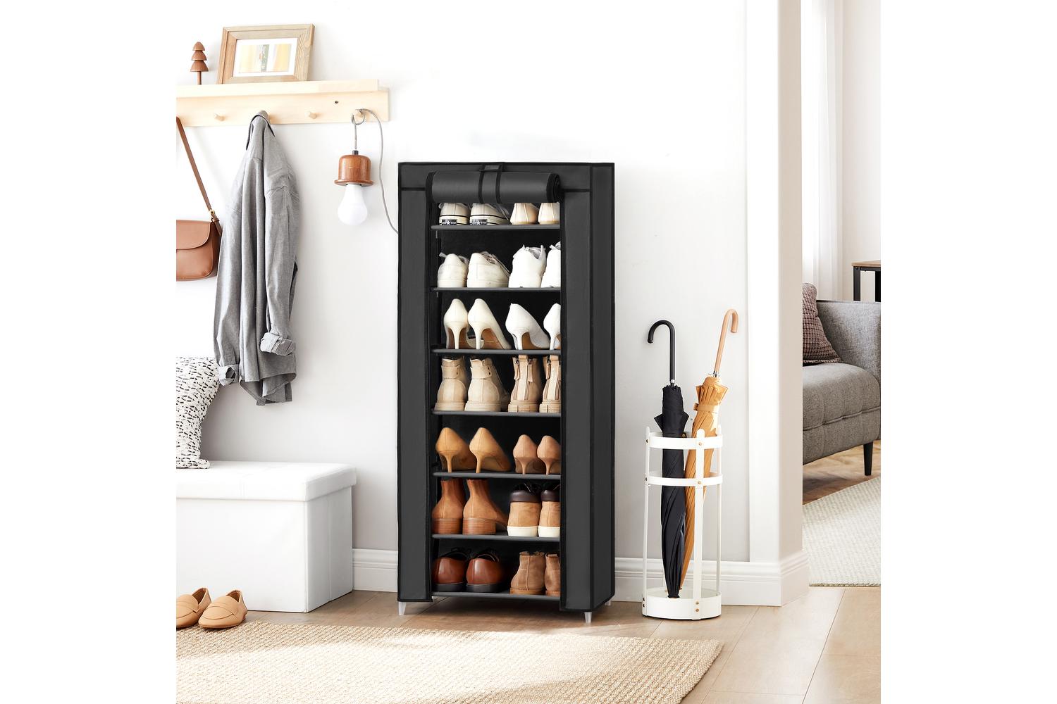 Shoe Rack | Storage Unit | Fabric & Metal | Tall-2