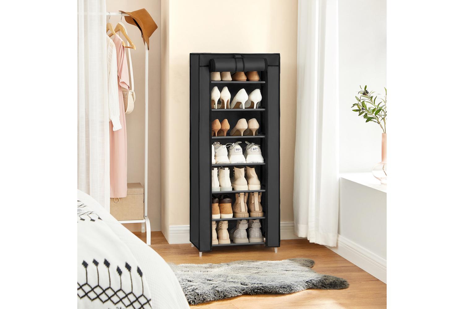 Shoe Rack | Storage Unit | Fabric & Metal | Tall-3