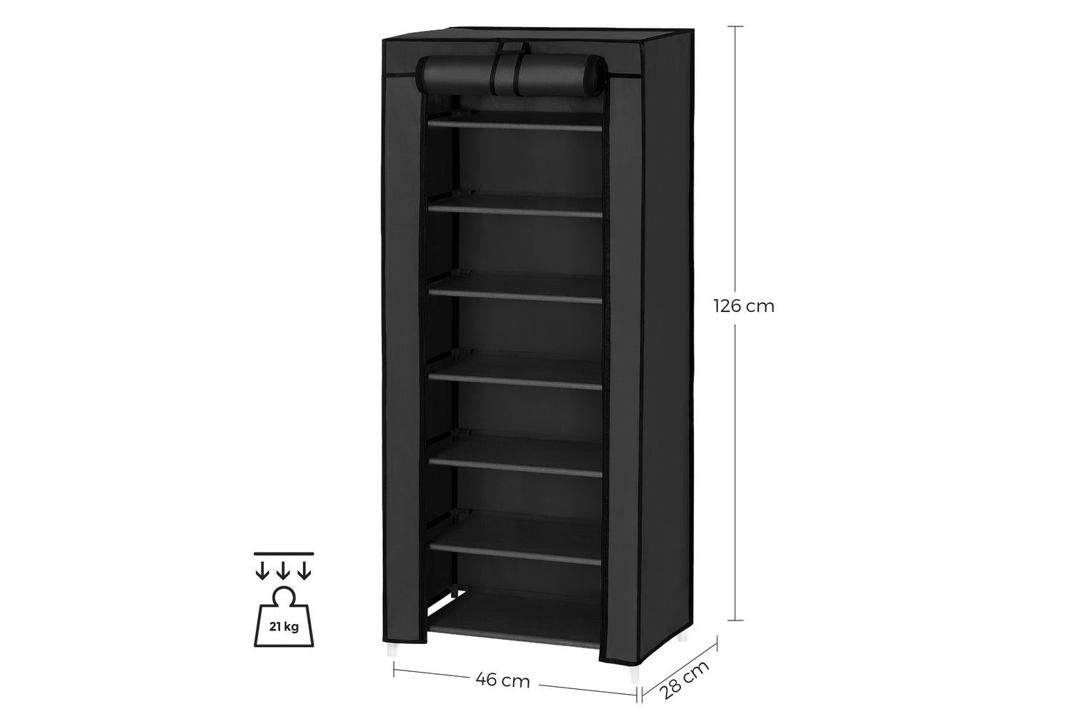 Shoe Rack | Storage Unit | Fabric & Metal | Tall-7