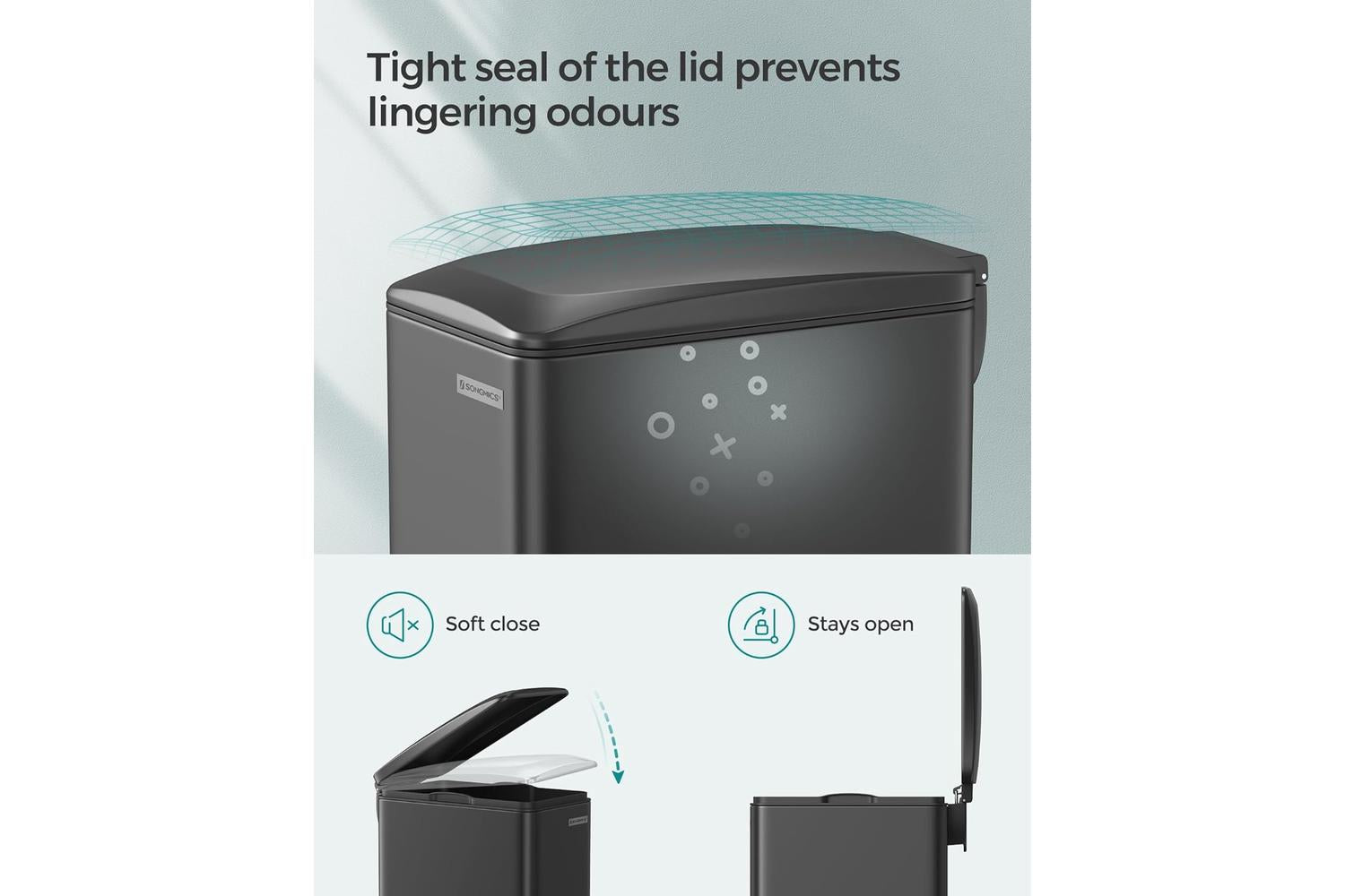 Songmics Trash Can | Rubbish Bin | Steel | 50 L-2