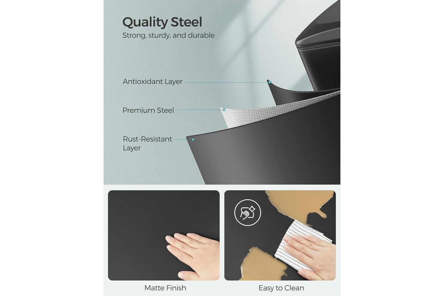 Songmics Trash Can | Rubbish Bin | Steel | 50 L-3