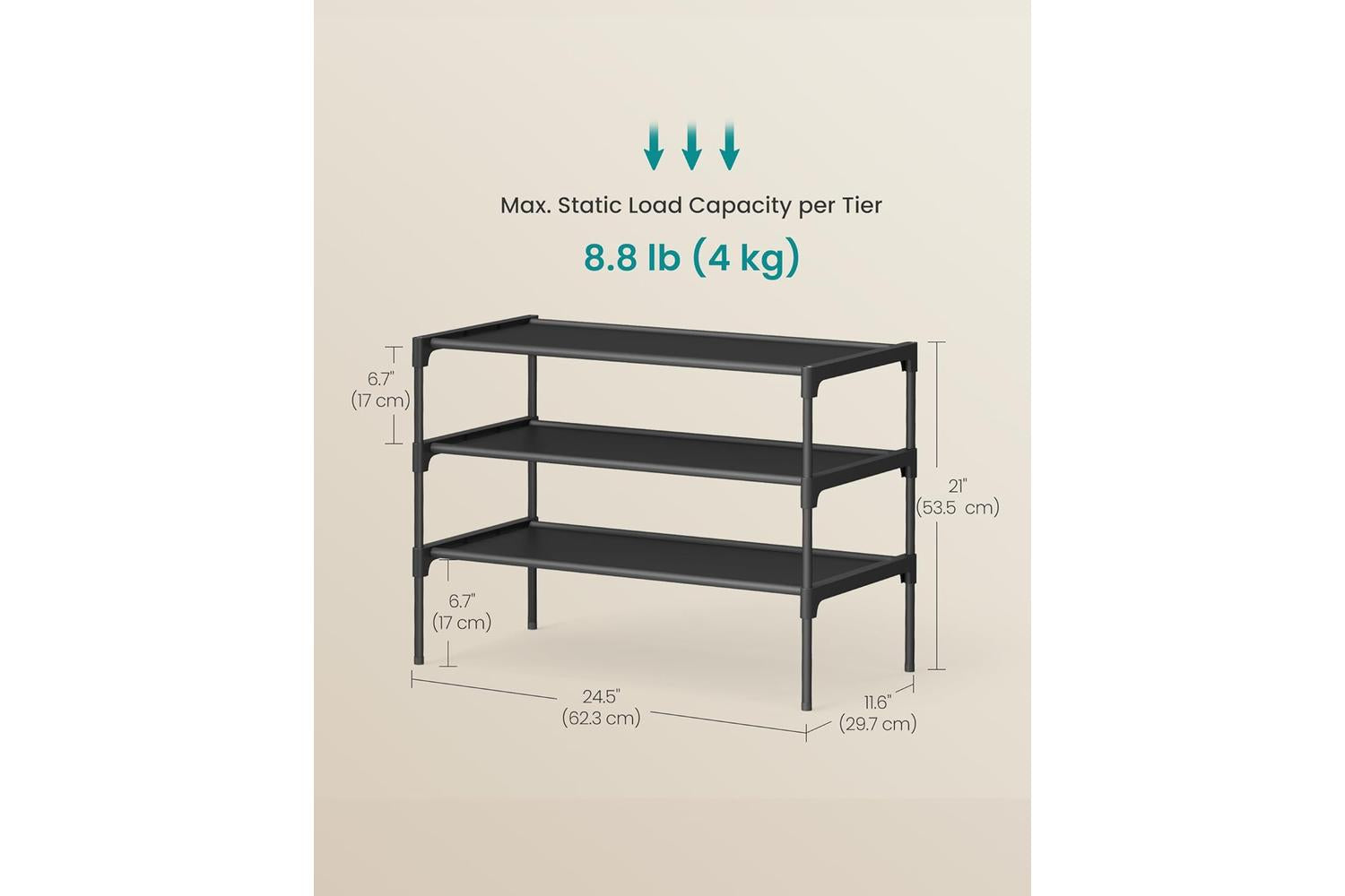 Shoe Rack | Storage & Organisation | Metal Tube & Fabric | 29.7 X 62.3 X 53.5 Cm-2
