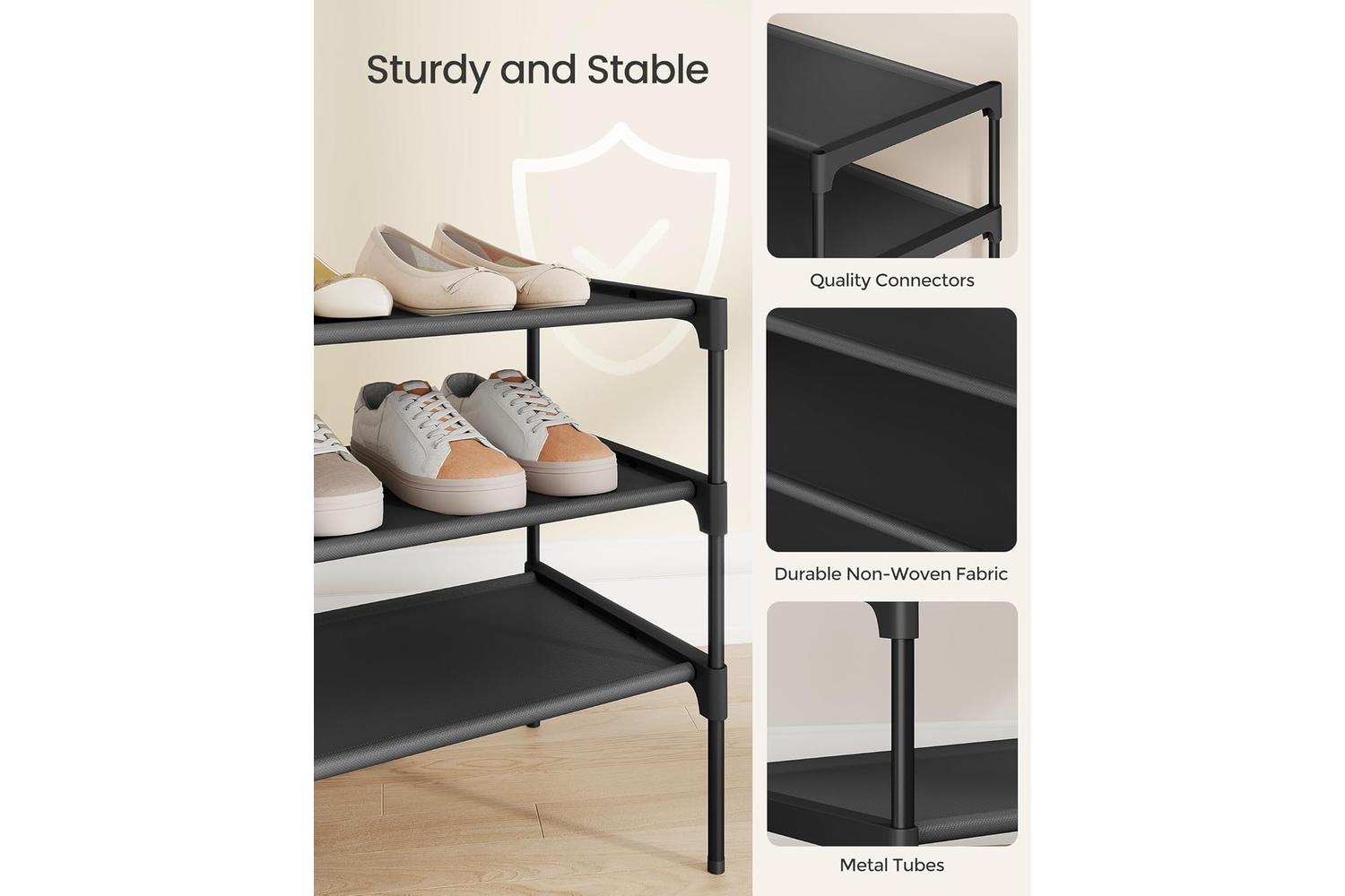 Shoe Rack | Storage & Organisation | Metal Tube & Fabric | 29.7 X 62.3 X 53.5 Cm-3