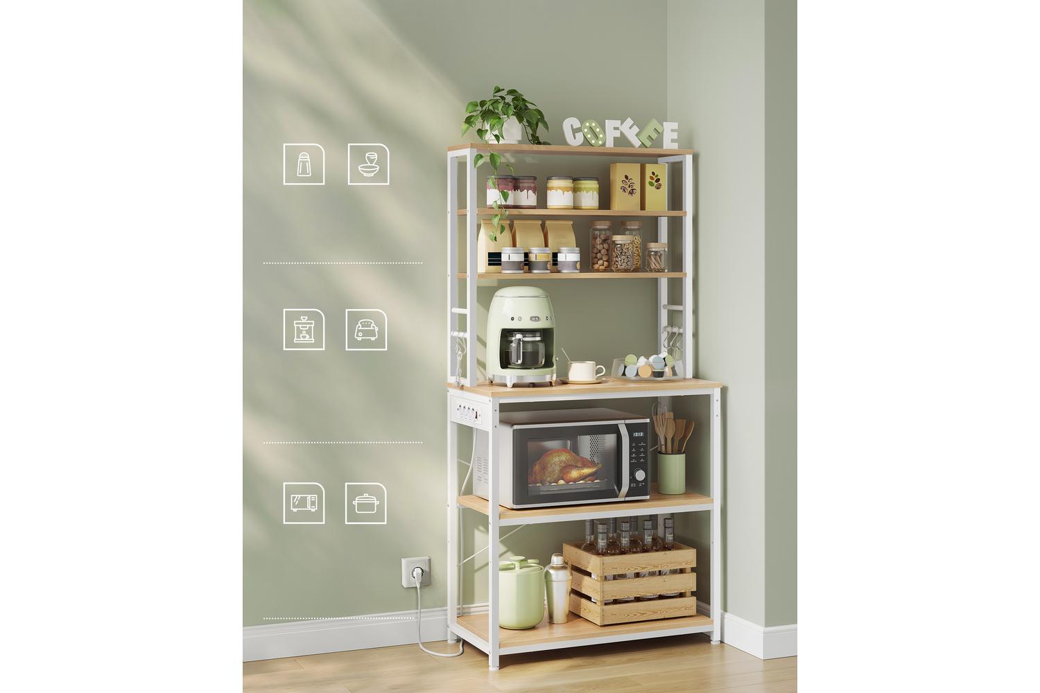Bakers Rack | Kitchen Storage Rack | Steel And Particle Board | 40 X 80 X 167 Cm-2