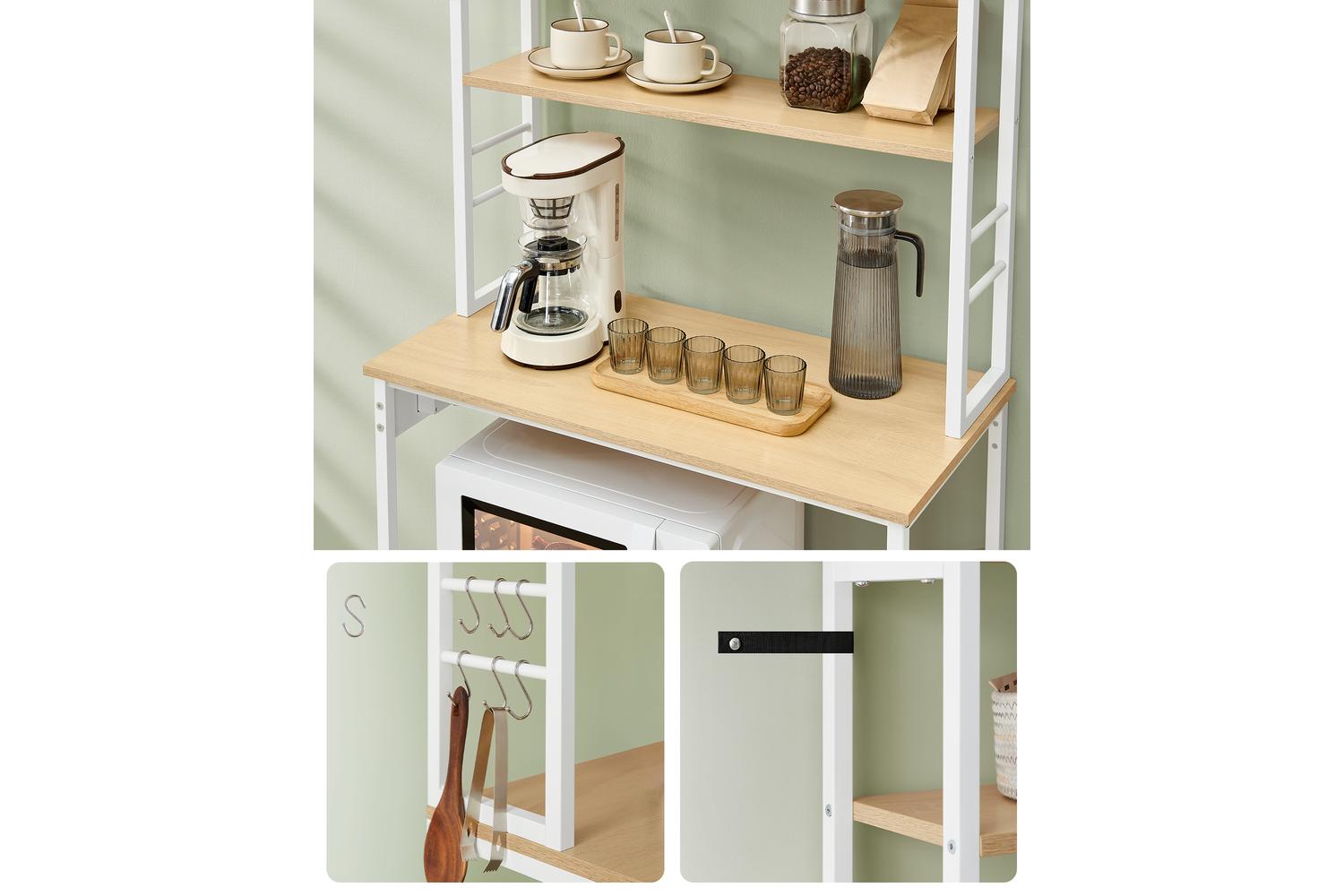 Bakers Rack | Kitchen Storage Rack | Steel And Particle Board | 40 X 80 X 167 Cm-6