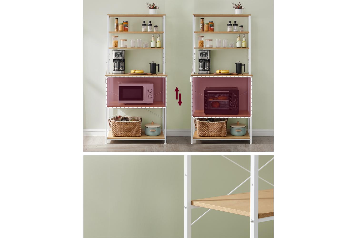 Bakers Rack | Kitchen Storage Rack | Steel And Particle Board | 40 X 80 X 167 Cm-7