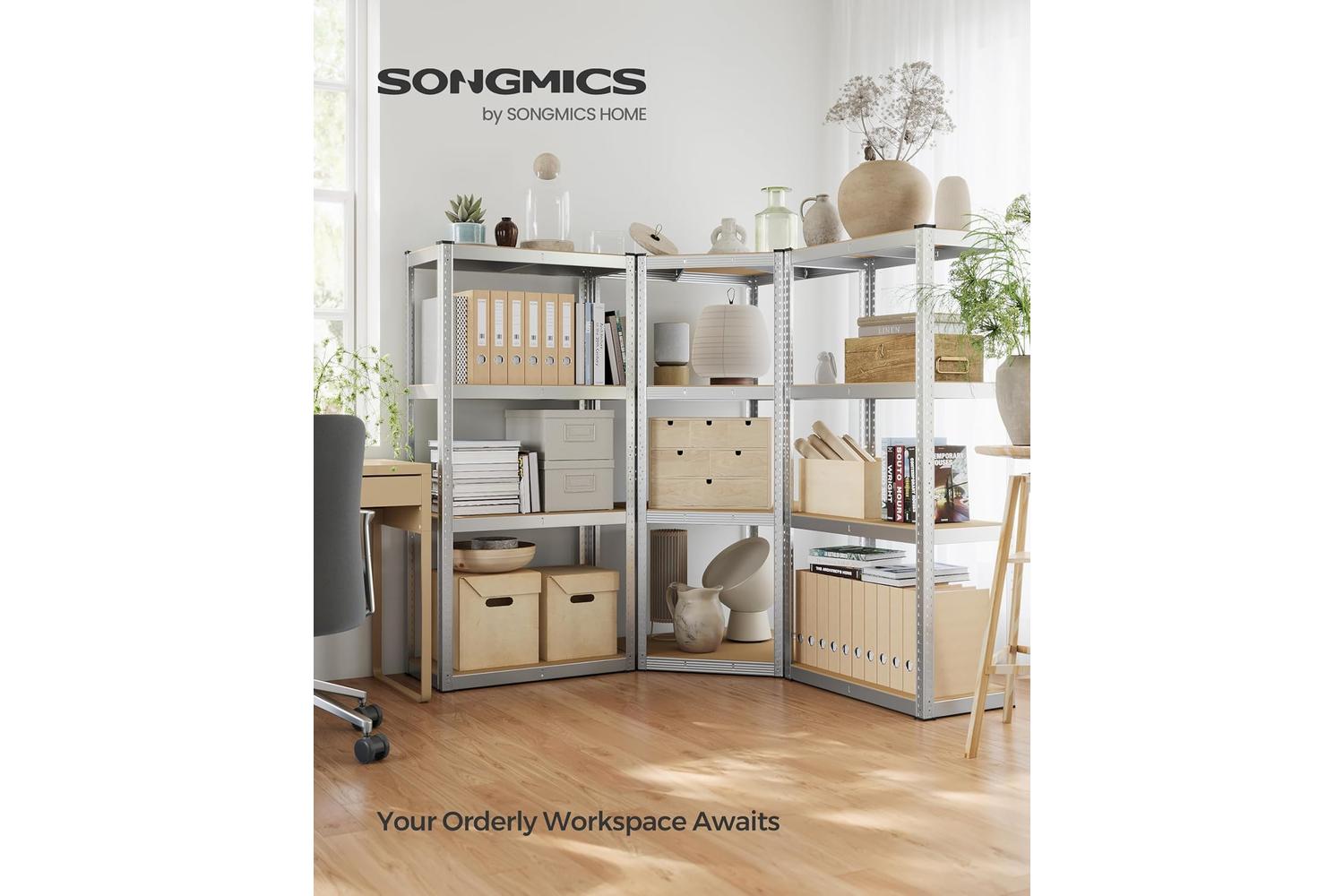 Songmics Shelving | Garage Shelving | Galvanised Steel Frame & Mdf | 150 X 150 X 160 Cm-3