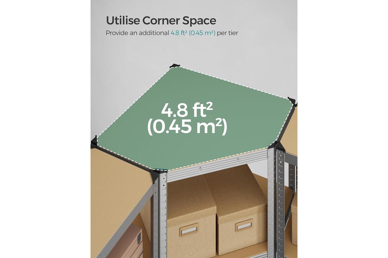 Songmics Shelving | Garage Shelving | Galvanised Steel Frame & Mdf | 150 X 150 X 160 Cm-4
