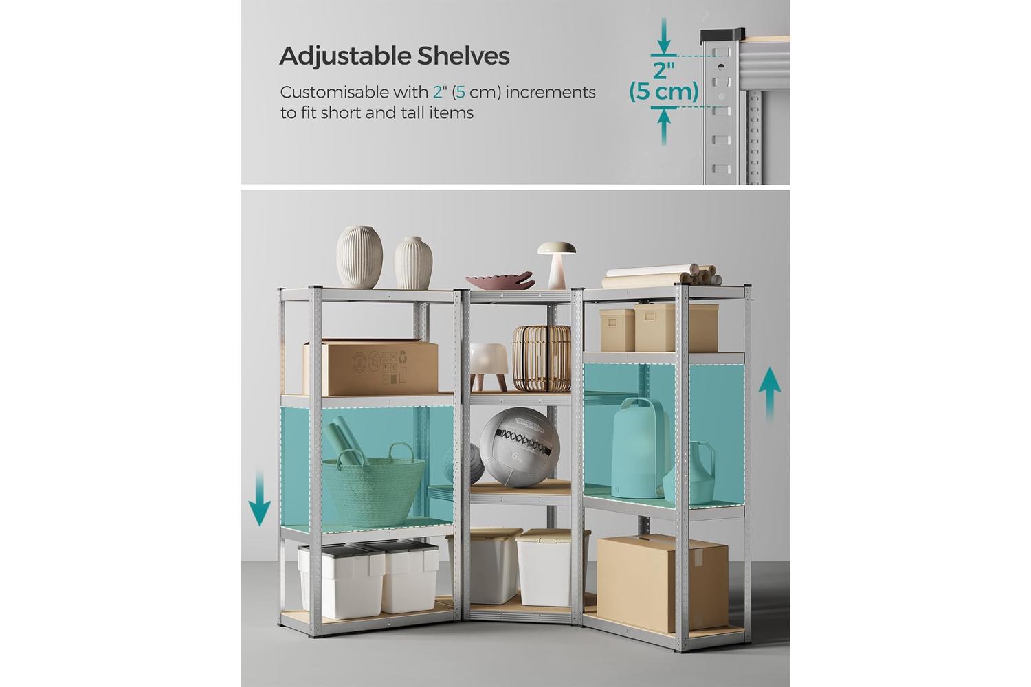 Songmics Shelving | Garage Shelving | Galvanised Steel Frame & Mdf | 150 X 150 X 160 Cm-7