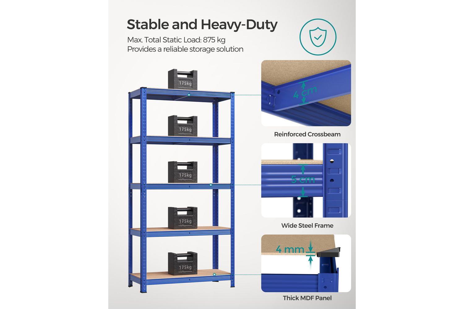 Songmics Shelving Unit | Garage Shelving | Steel Frame | 180 X 90 X 40 Cm-2