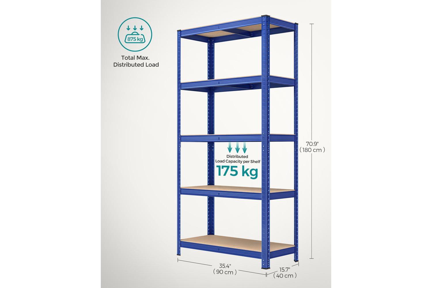 Songmics Shelving Unit | Garage Shelving | Steel Frame | 180 X 90 X 40 Cm-6