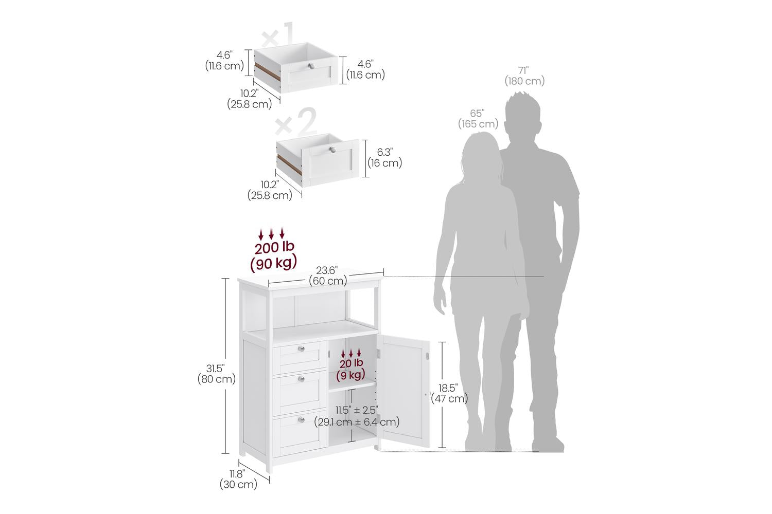 Vasagle Storage Cabinet | Bathroom Storage | 80cm-6