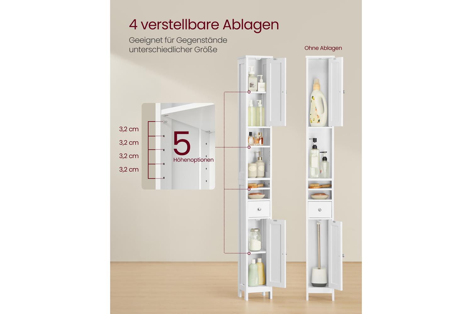 Vasagle Storage Cabinet | Bathroom Storage Cabinet | 180 Cm-3