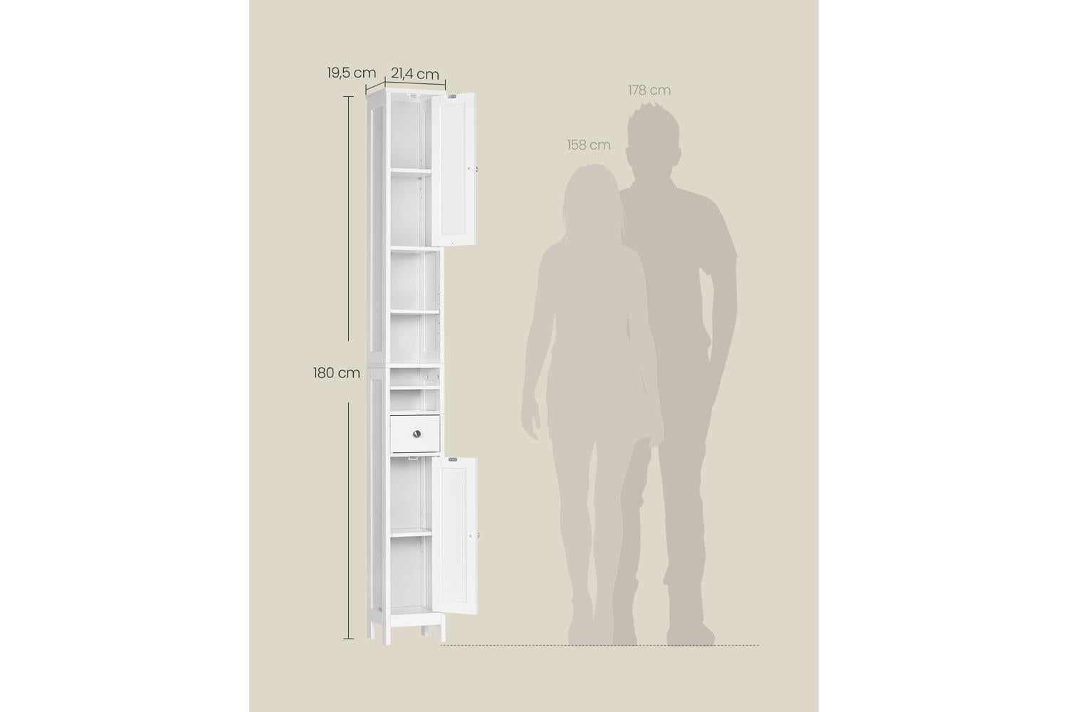 Vasagle Storage Cabinet | Bathroom Storage Cabinet | 180 Cm-5