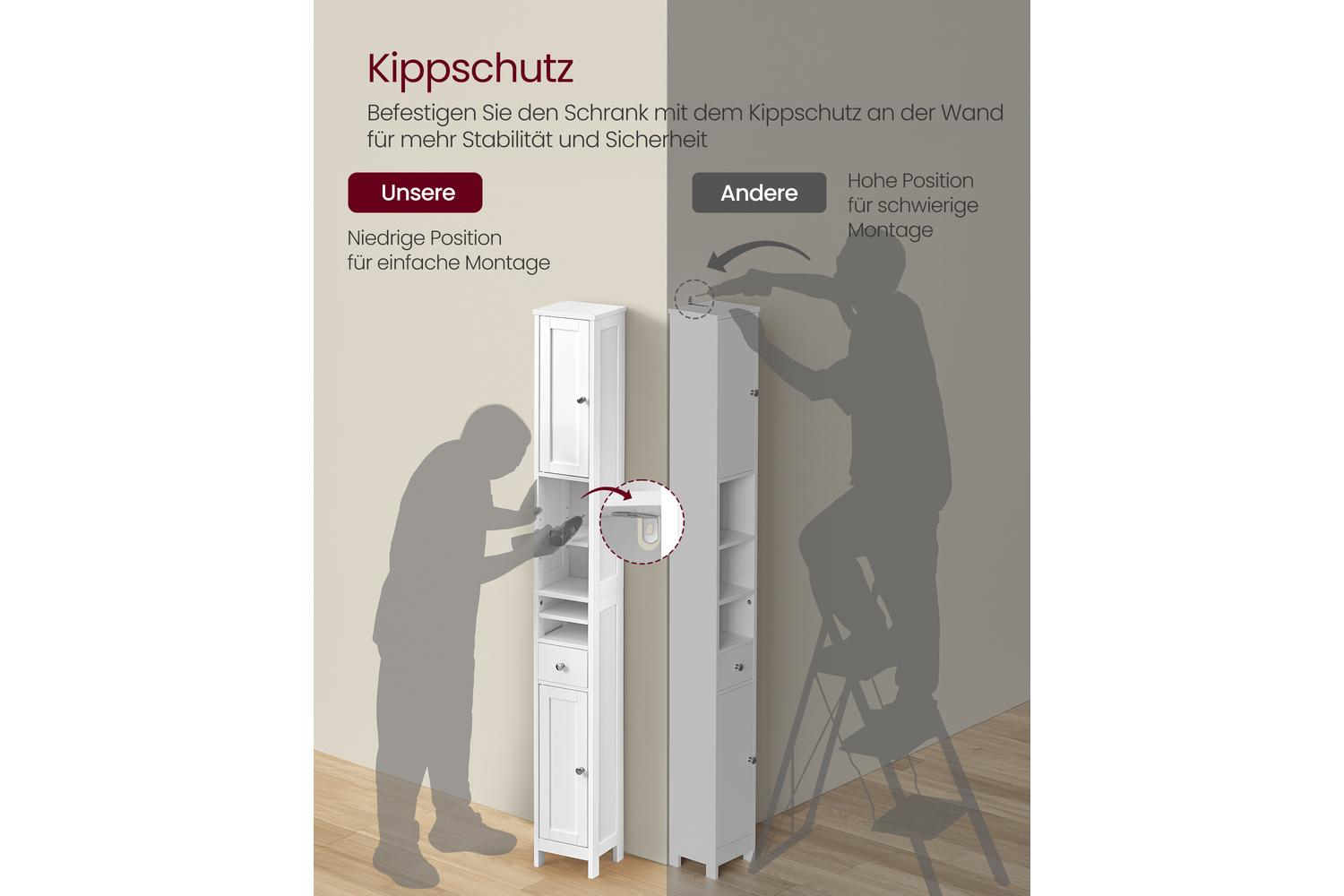 Vasagle Storage Cabinet | Bathroom Storage Cabinet | 180 Cm-6