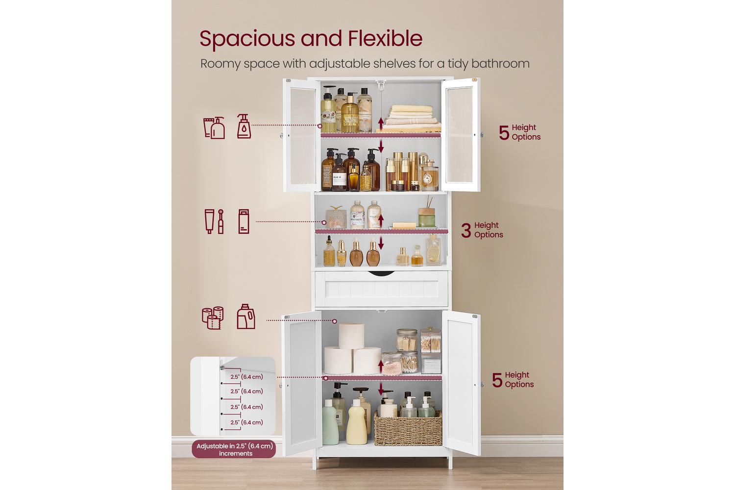 Vasagle Storage Cabinet | Bathroom Storage Unit | Tall-4