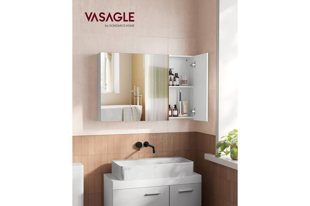 Vasagle Storage Cabinet | Bathroom Mirror Cabinet | Particleboard And Glass