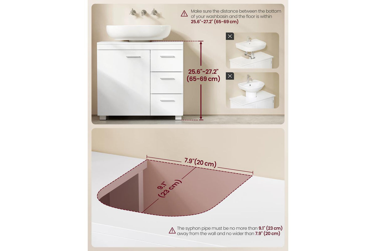 Vasagle Washbasin Cabinet | Bathroom Storage | 70cm-3