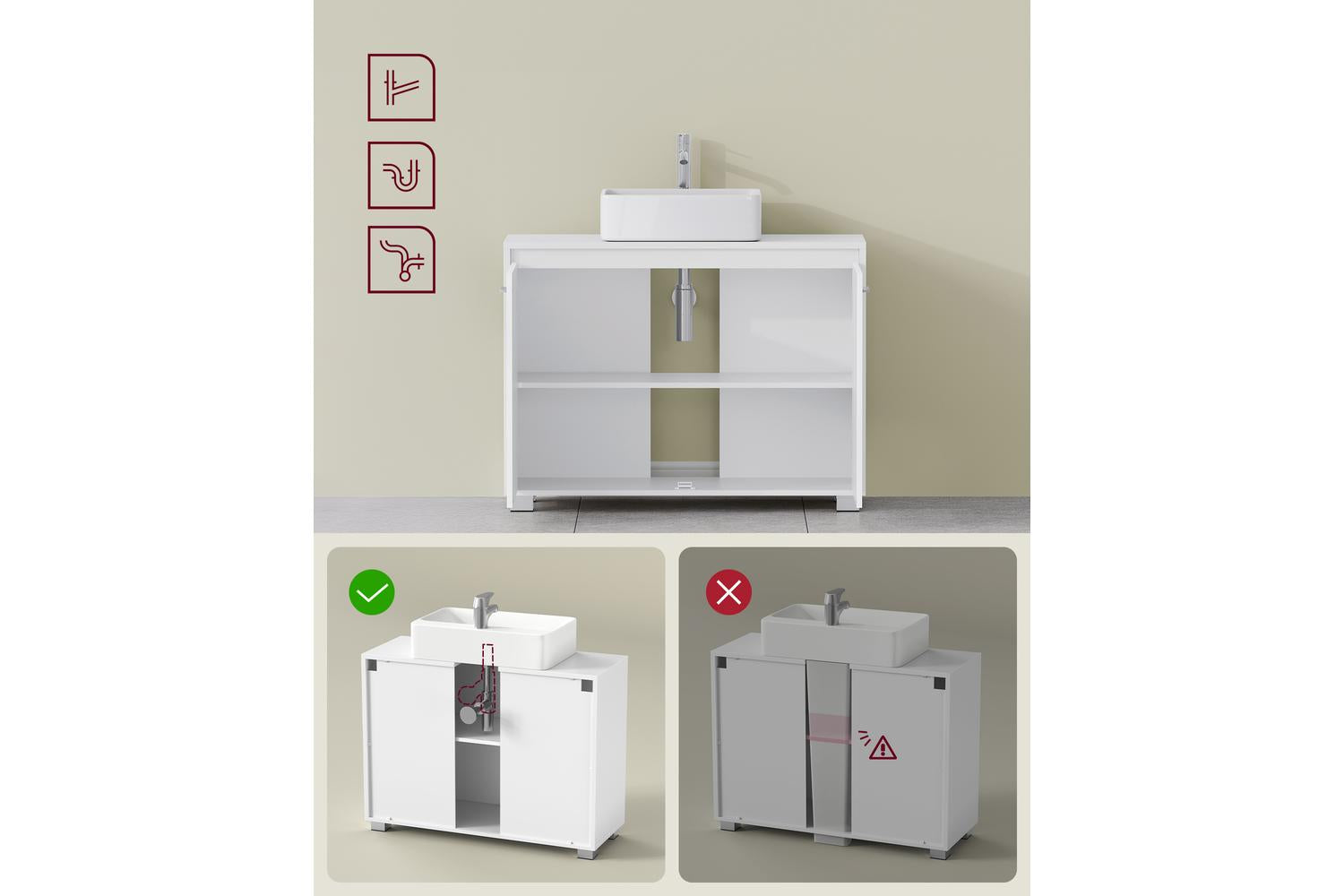 Vasagle Washbasin Cabinet | Bathroom Storage | 60 Cm-4