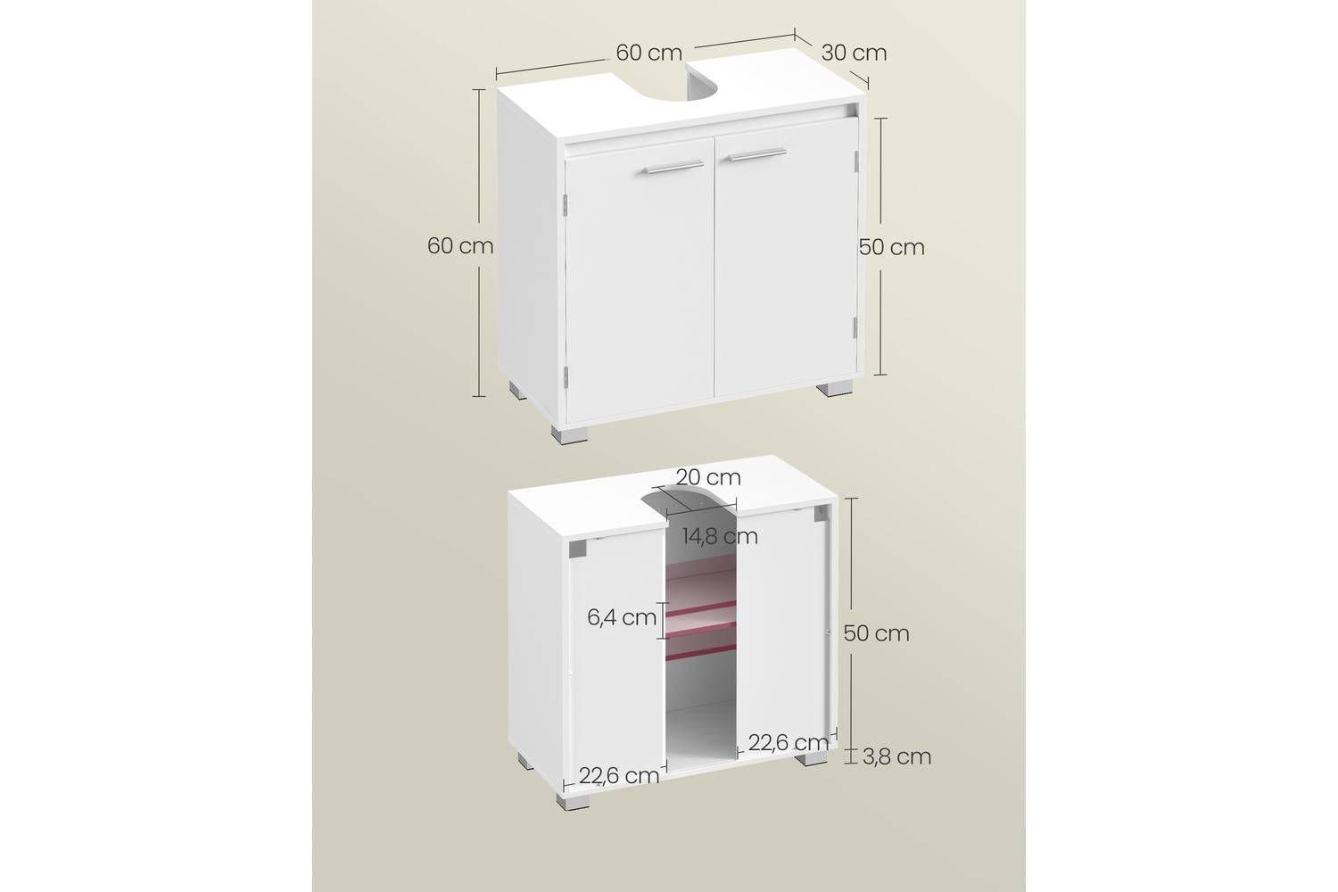 Vasagle Washbasin Cabinet | Bathroom Storage | 60 Cm-6
