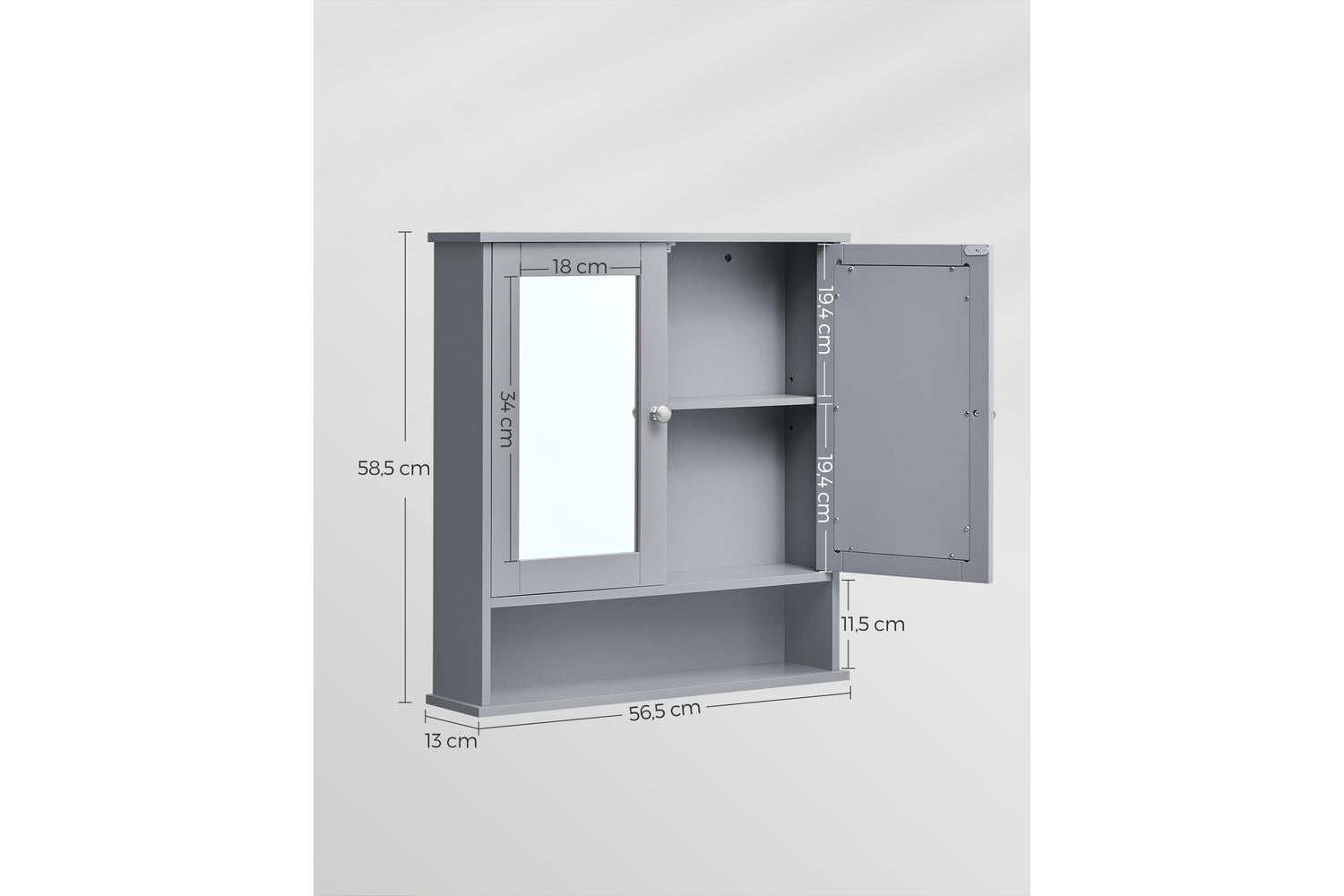 Vasagle Mirror Cabinet | Bathroom Storage | 58.5 Cm-4