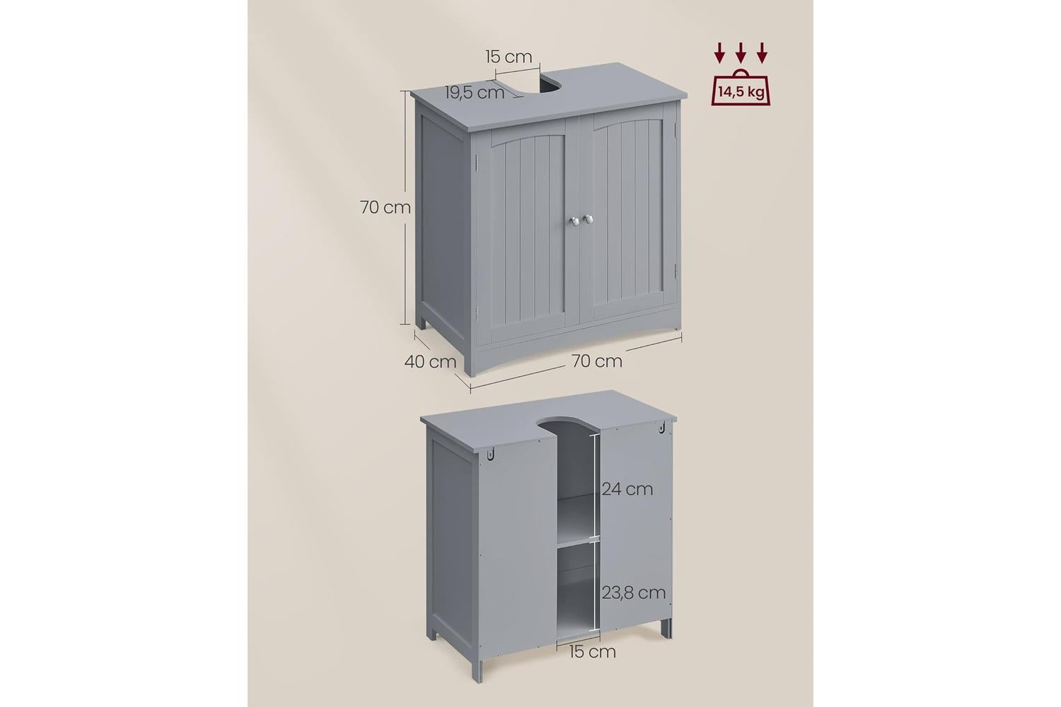 Vasagle Washbasin Cabinet | Bathroom Storage Cabinet | 70 Cm-3