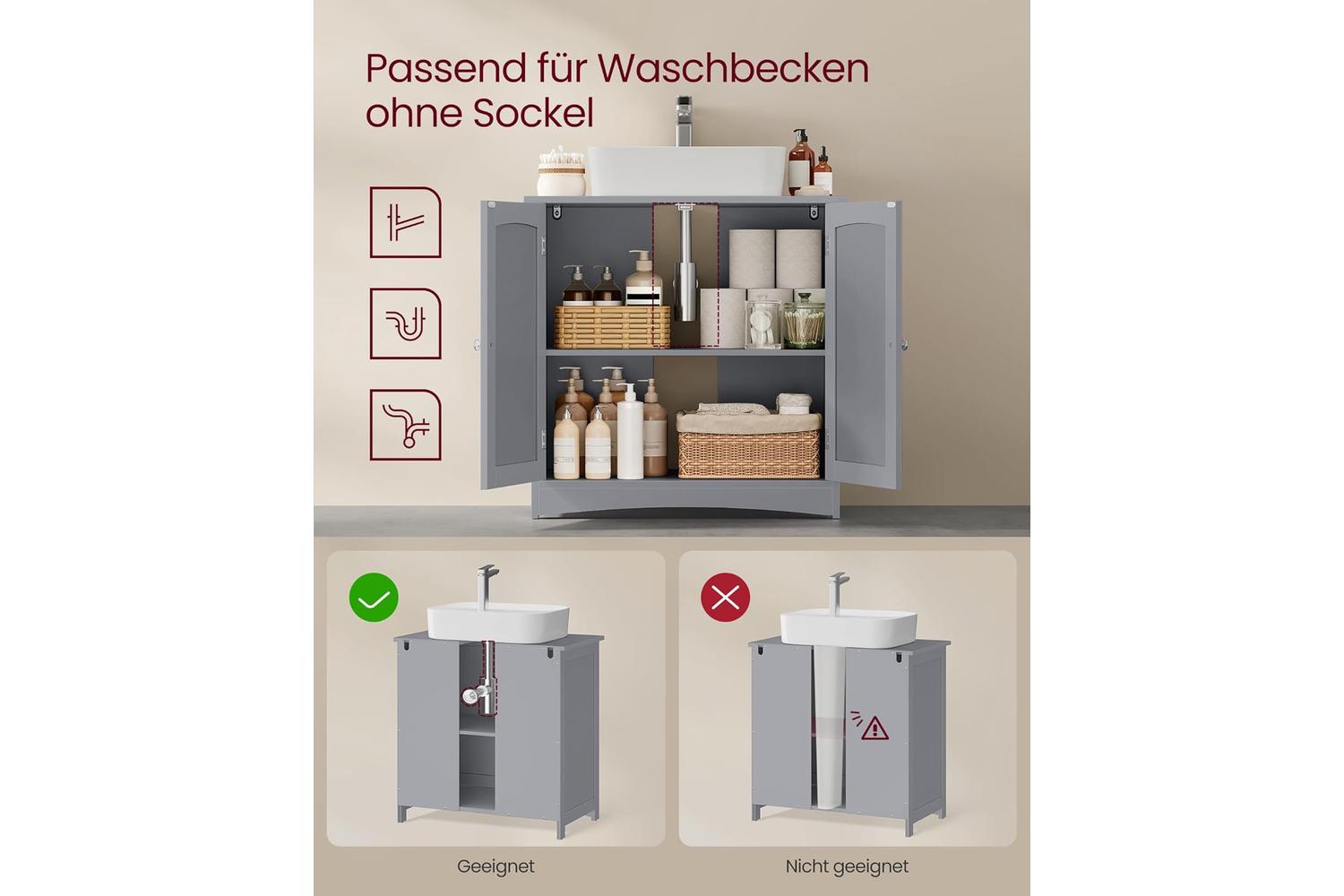 Vasagle Washbasin Cabinet | Bathroom Storage Cabinet | 70 Cm-4
