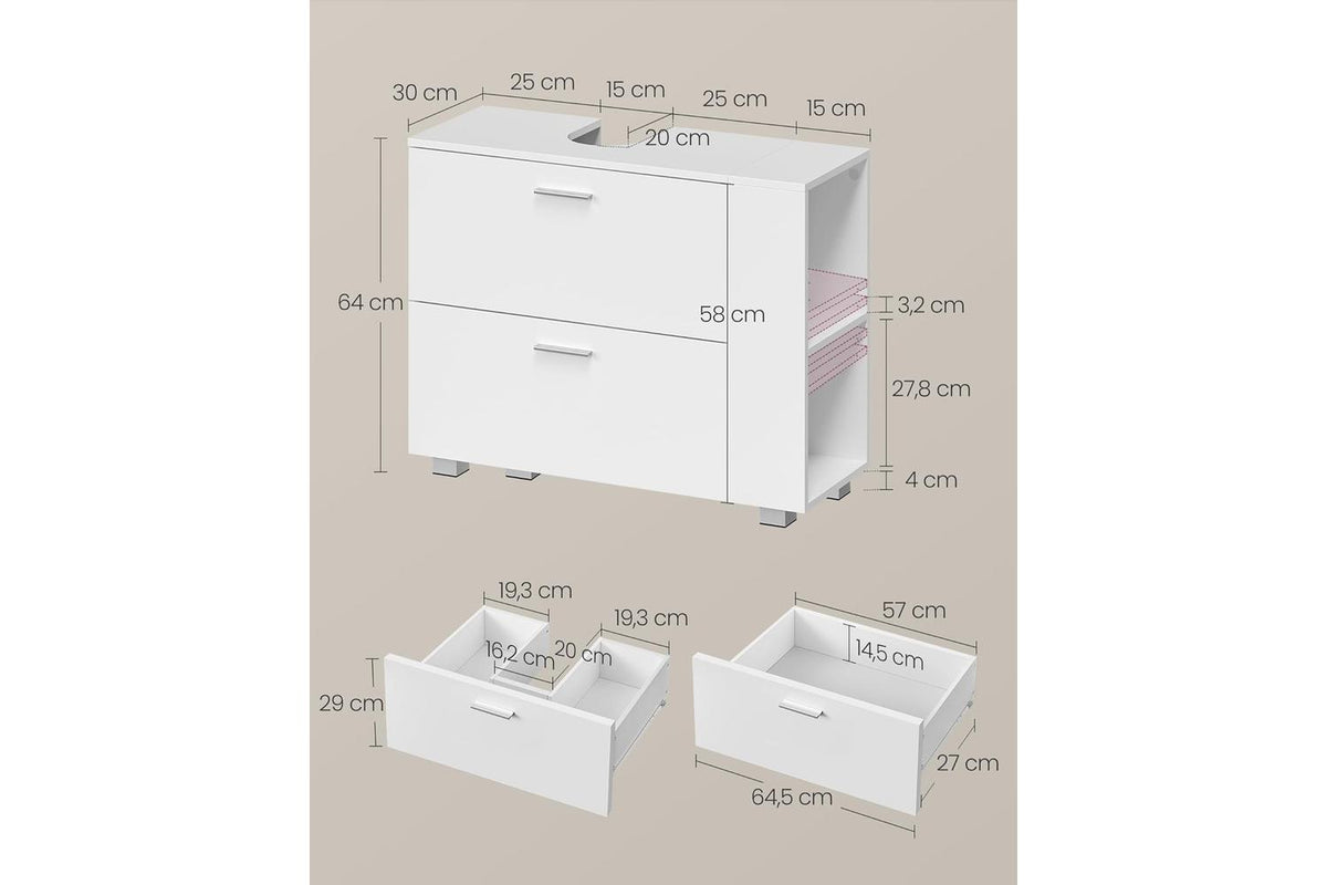 Vasagle Washbasin Cabinet | Bathroom Storage | 30 X 80 X 64 Cm-3