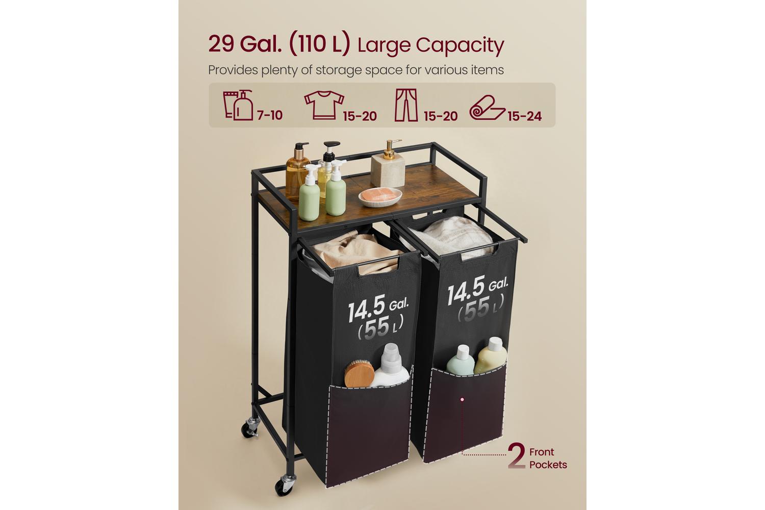 Vasagle Laundry Hamper | Laundry Basket | Steel And Particleboard-3