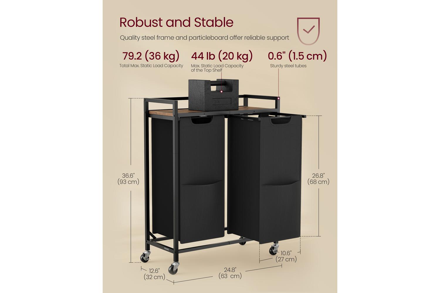 Vasagle Laundry Hamper | Laundry Basket | Steel And Particleboard-6