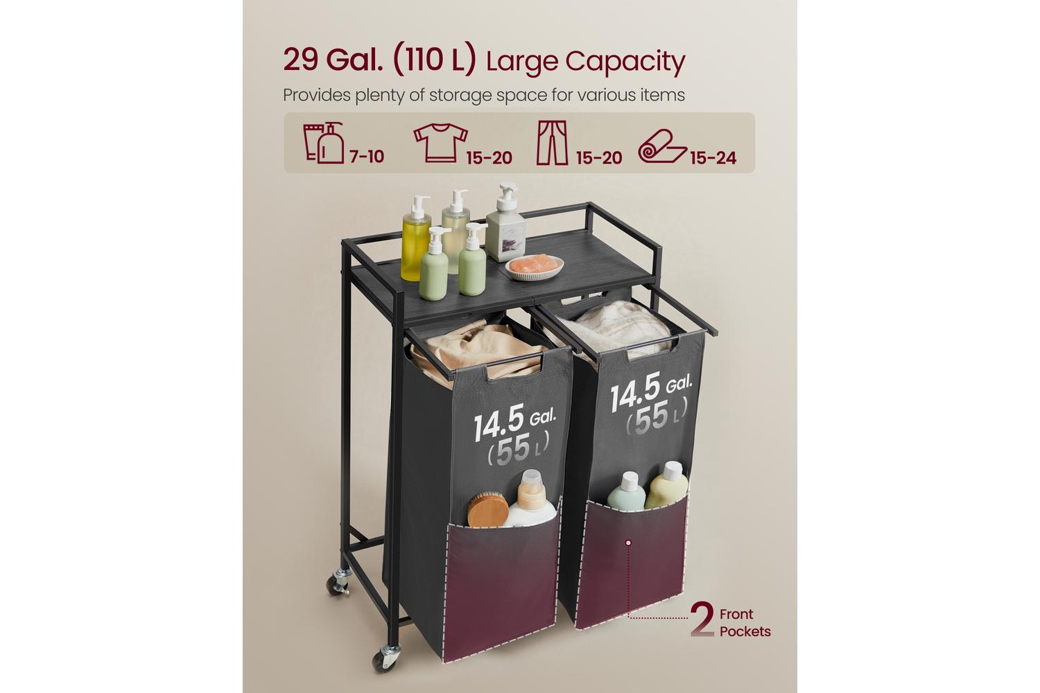 Vasagle Laundry Hamper | Laundry Basket | Steel And Particleboard-3