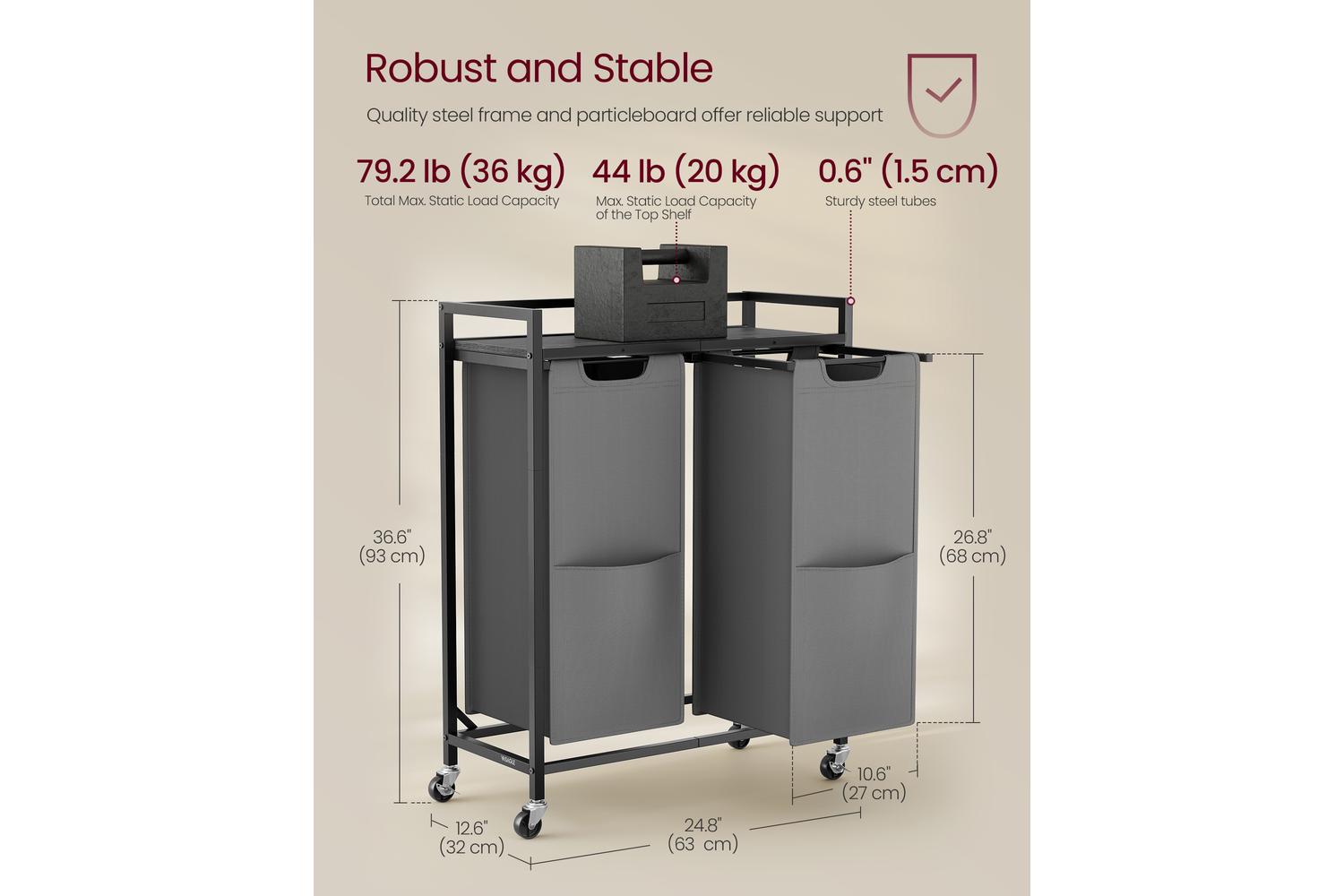 Vasagle Laundry Hamper | Laundry Basket | Steel And Particleboard-6