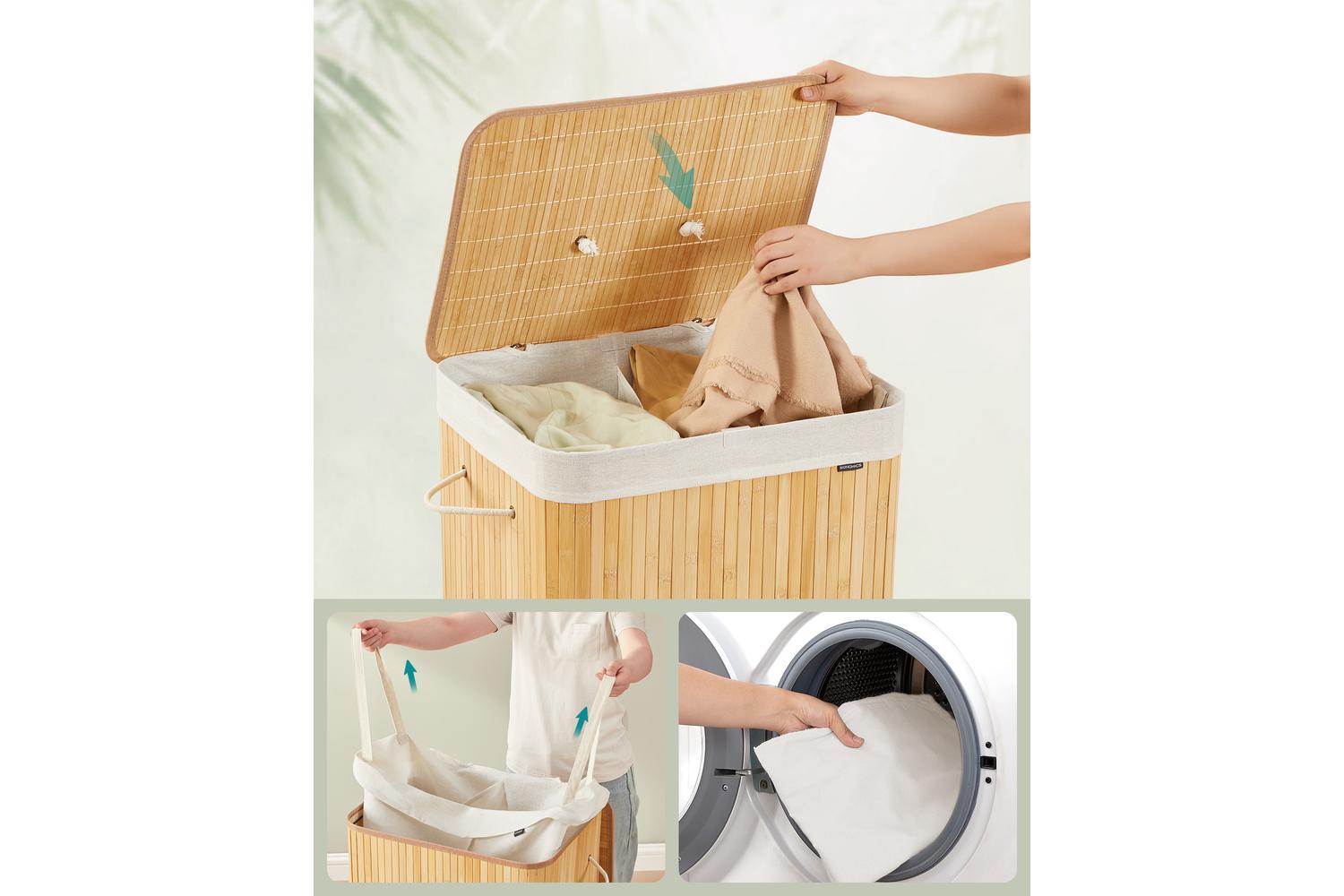 Songmics Laundry Hamper | Laundry Basket | Bamboo | 120 L-3