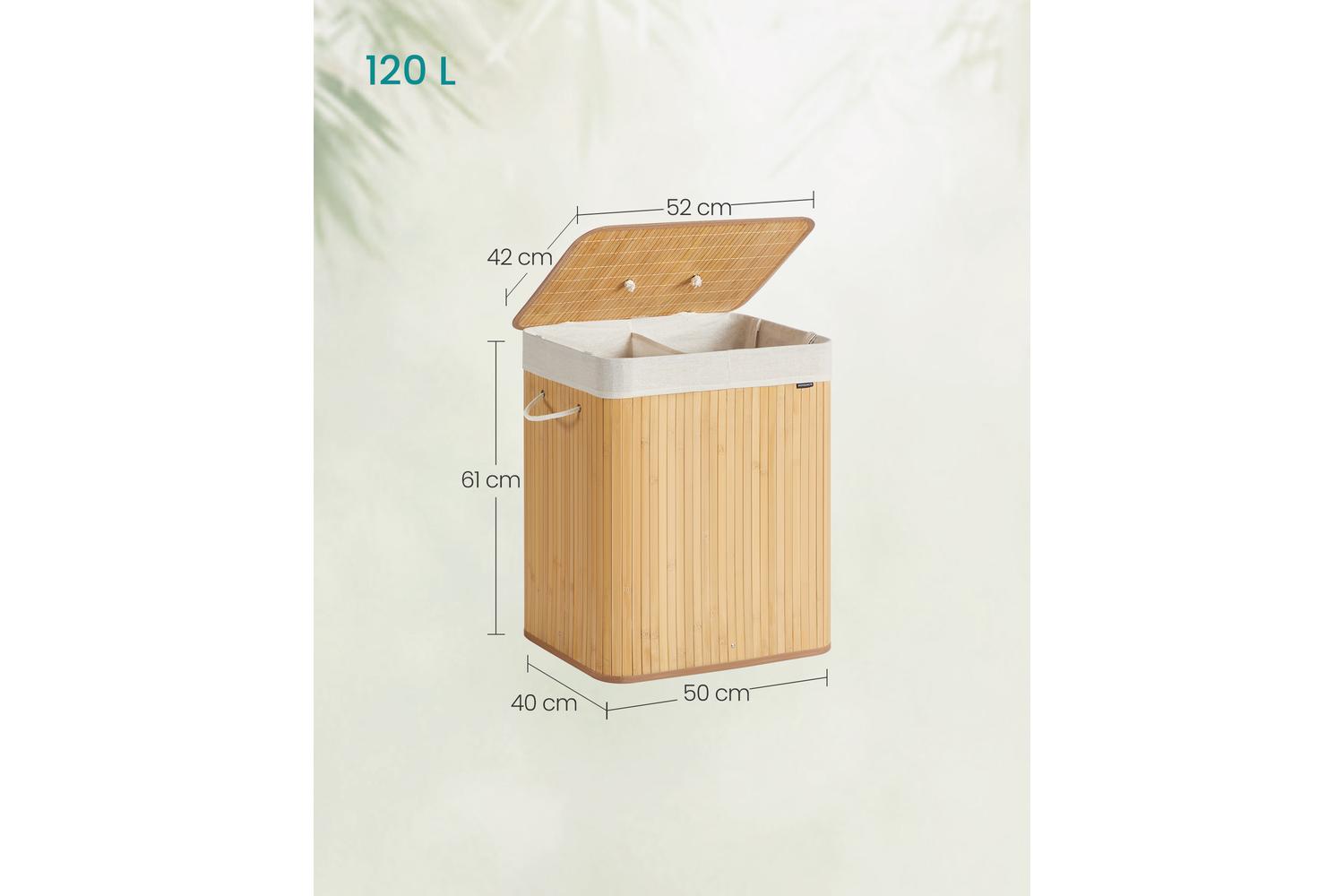 Songmics Laundry Hamper | Laundry Basket | Bamboo | 120 L-5