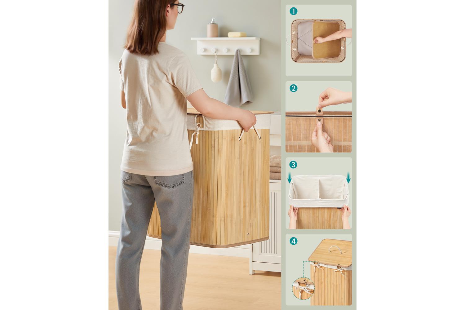 Songmics Laundry Hamper | Laundry Basket | Bamboo | 120 L-6