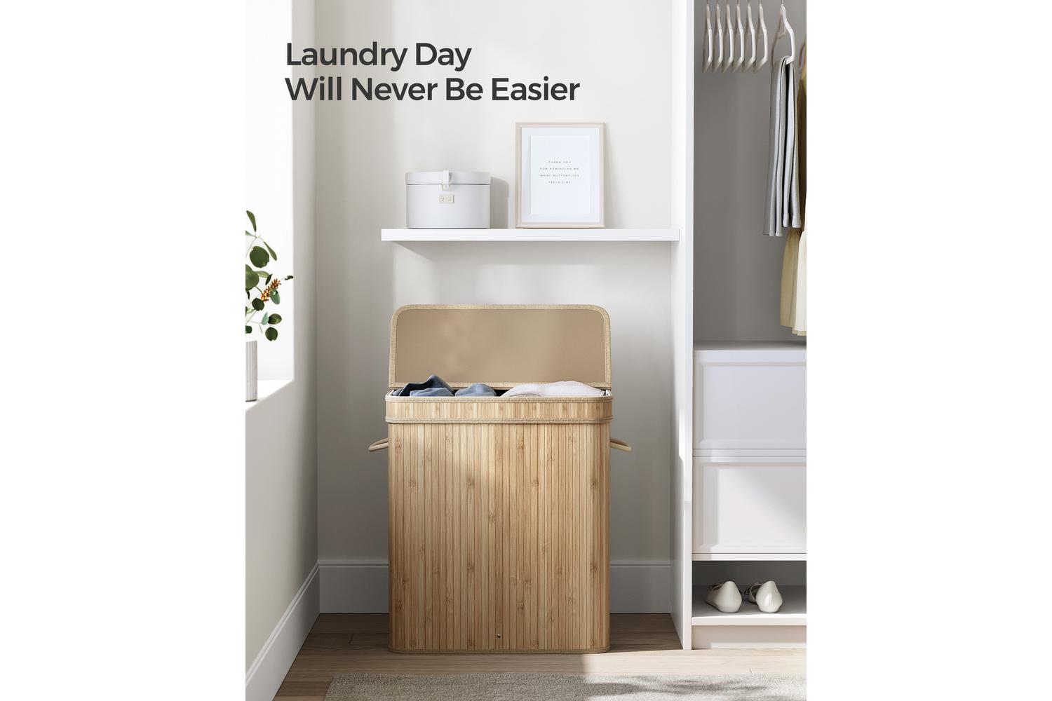 Songmics Laundry Hamper | Laundry Basket | Bamboo | 100 L-3