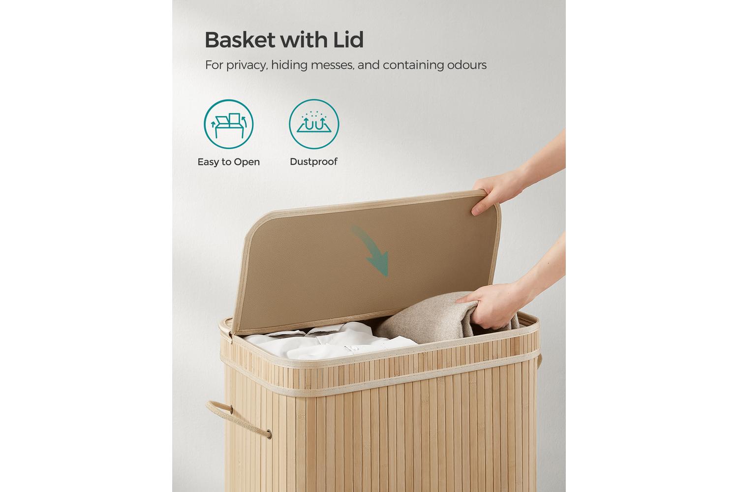 Songmics Laundry Hamper | Laundry Basket | Bamboo | 100 L-4