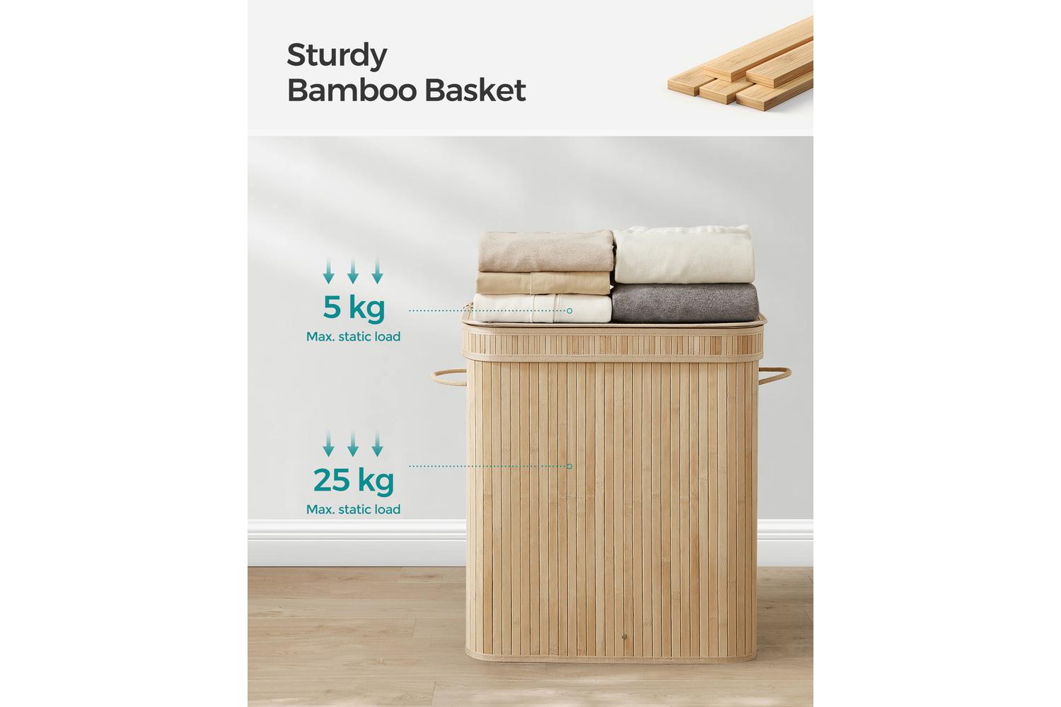Songmics Laundry Hamper | Laundry Basket | Bamboo | 100 L-6