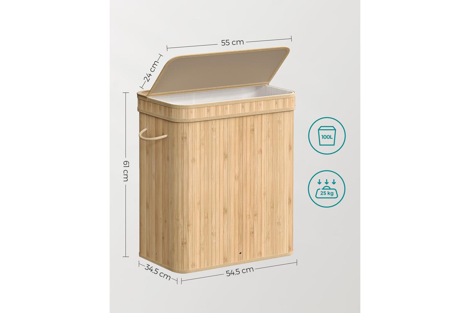 Songmics Laundry Hamper | Laundry Basket | Bamboo | 100 L-7