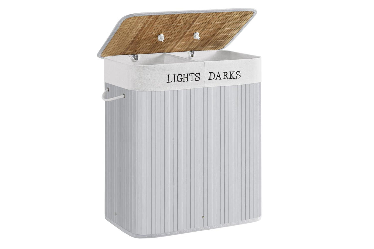 Songmics Laundry Hamper | Laundry Basket | Bamboo & Polyester-cotton Blend | 100 L