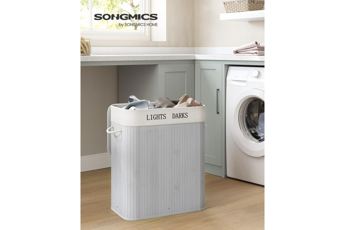 Songmics Laundry Hamper | Laundry Basket | Bamboo & Polyester-cotton Blend | 100 L-2