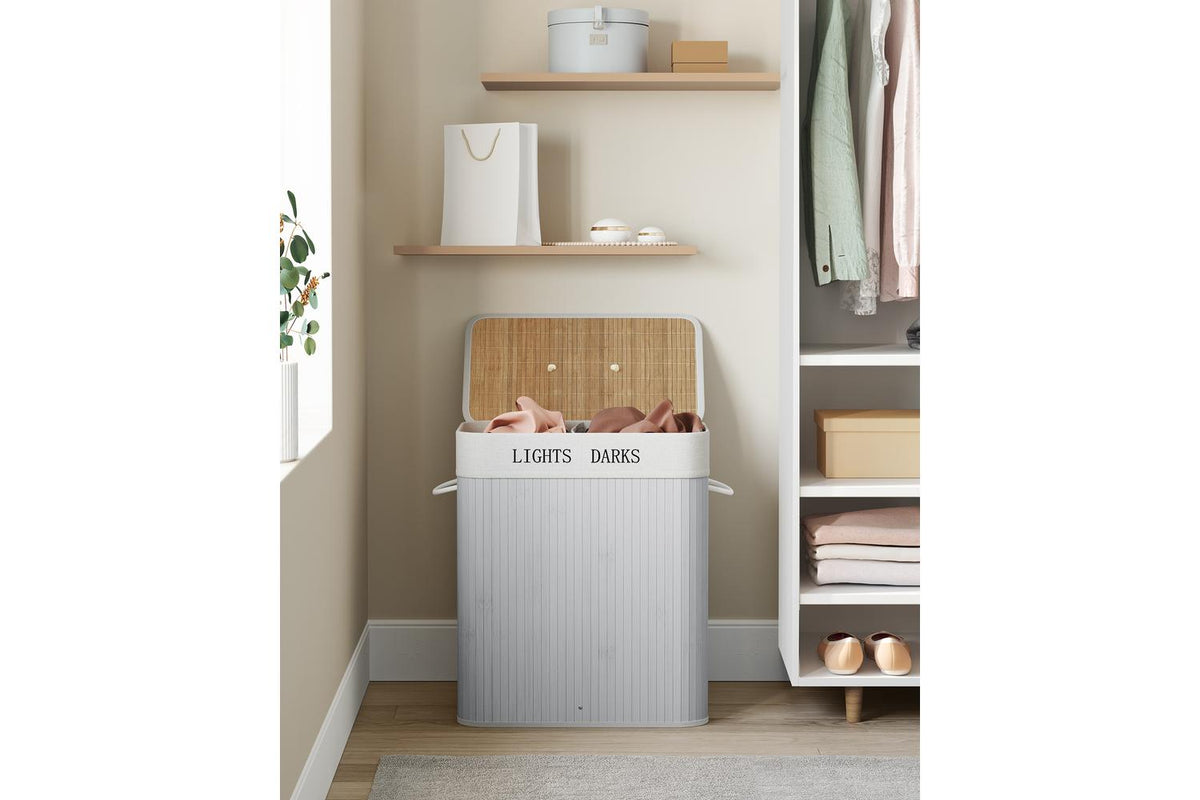 Songmics Laundry Hamper | Laundry Basket | Bamboo & Polyester-cotton Blend | 100 L-3