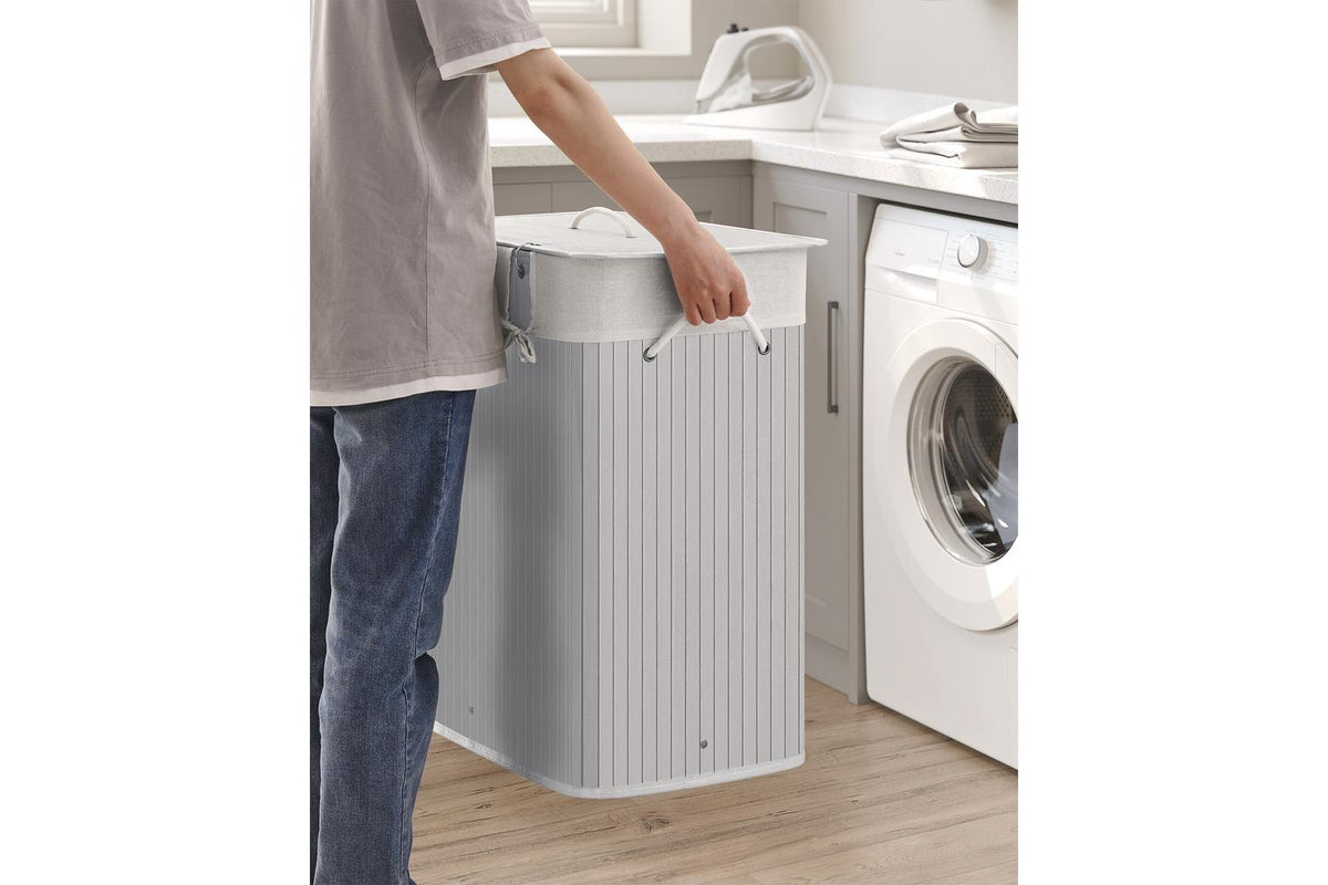 Songmics Laundry Hamper | Laundry Basket | Bamboo & Polyester-cotton Blend | 100 L-8