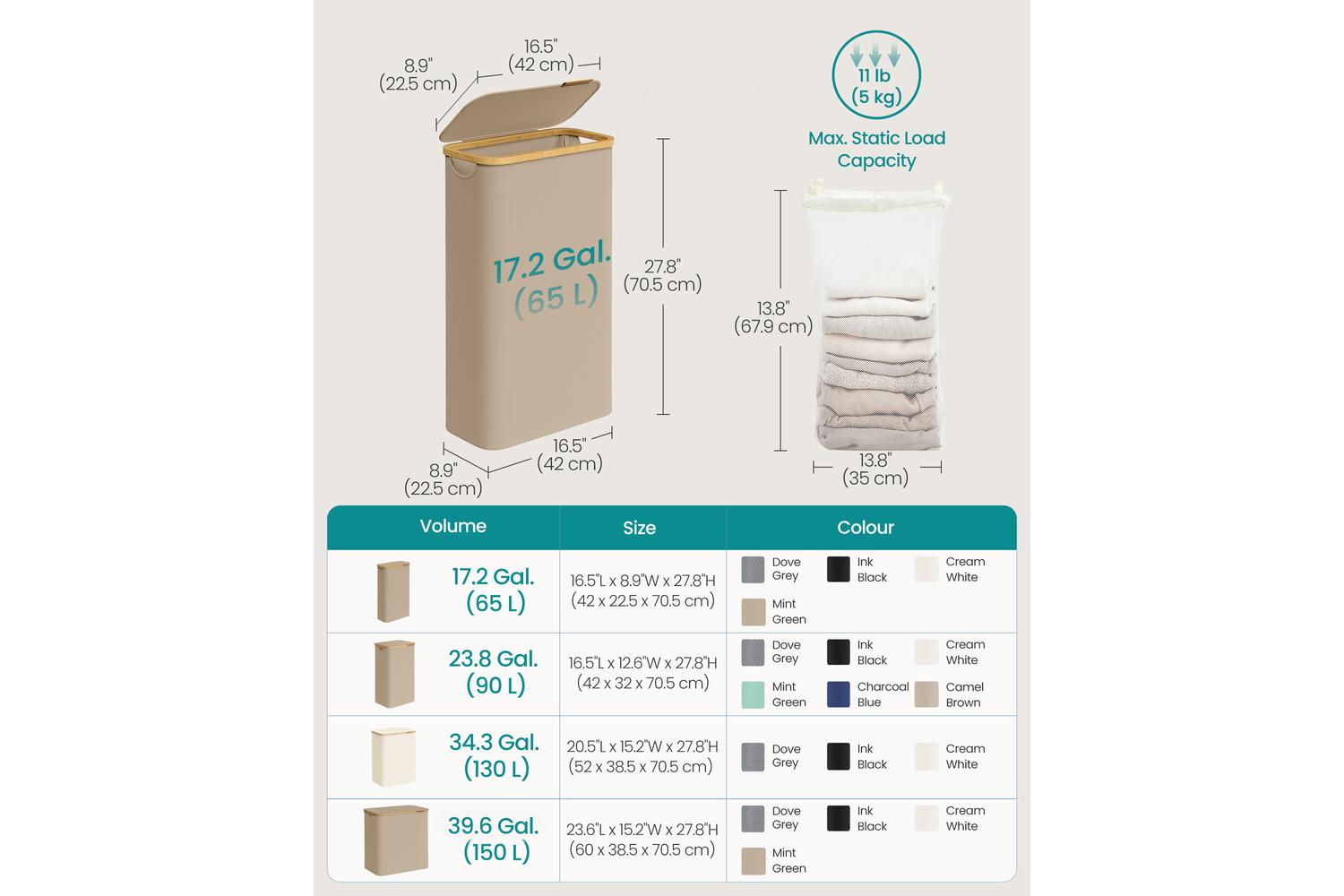 Songmics Laundry Hamper | Laundry Basket | Oxford Fabric | 65l-6
